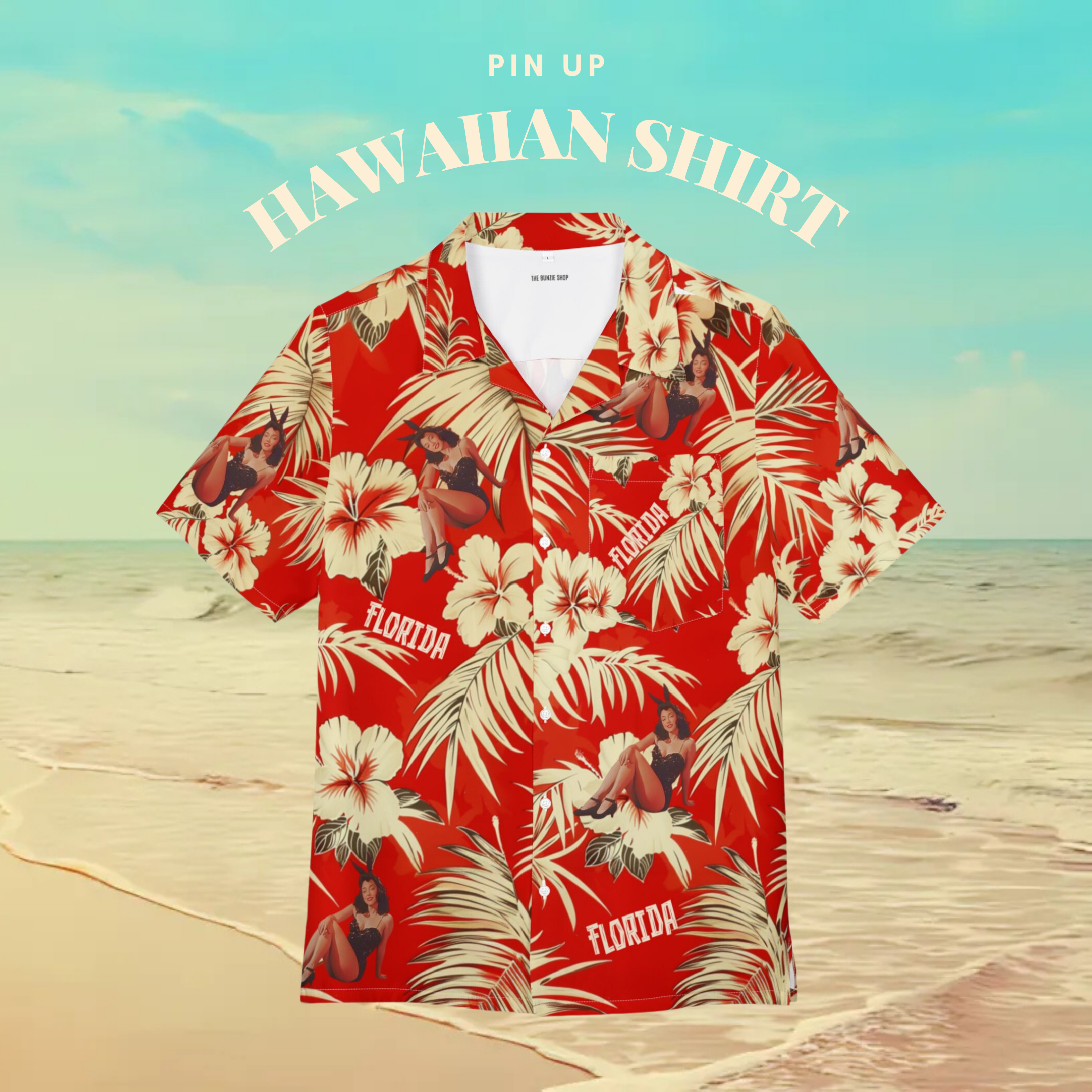 Pin Up Hawaiian Shirt - Red product thumbnail image Pin Up Hawaiian Shirt - Red product thumbnail image