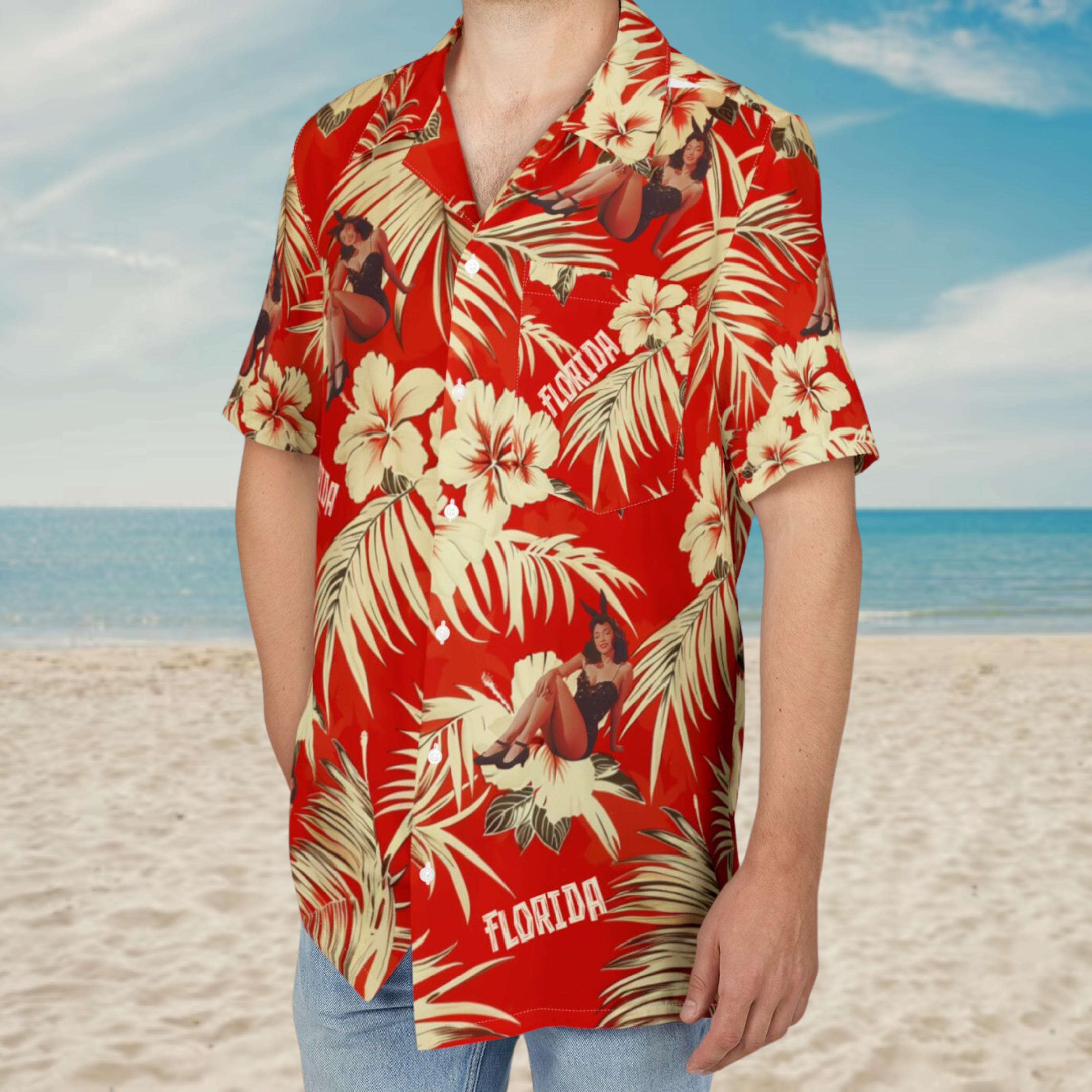 Pin Up Hawaiian Shirt - Red product thumbnail image Pin Up Hawaiian Shirt - Red product thumbnail image