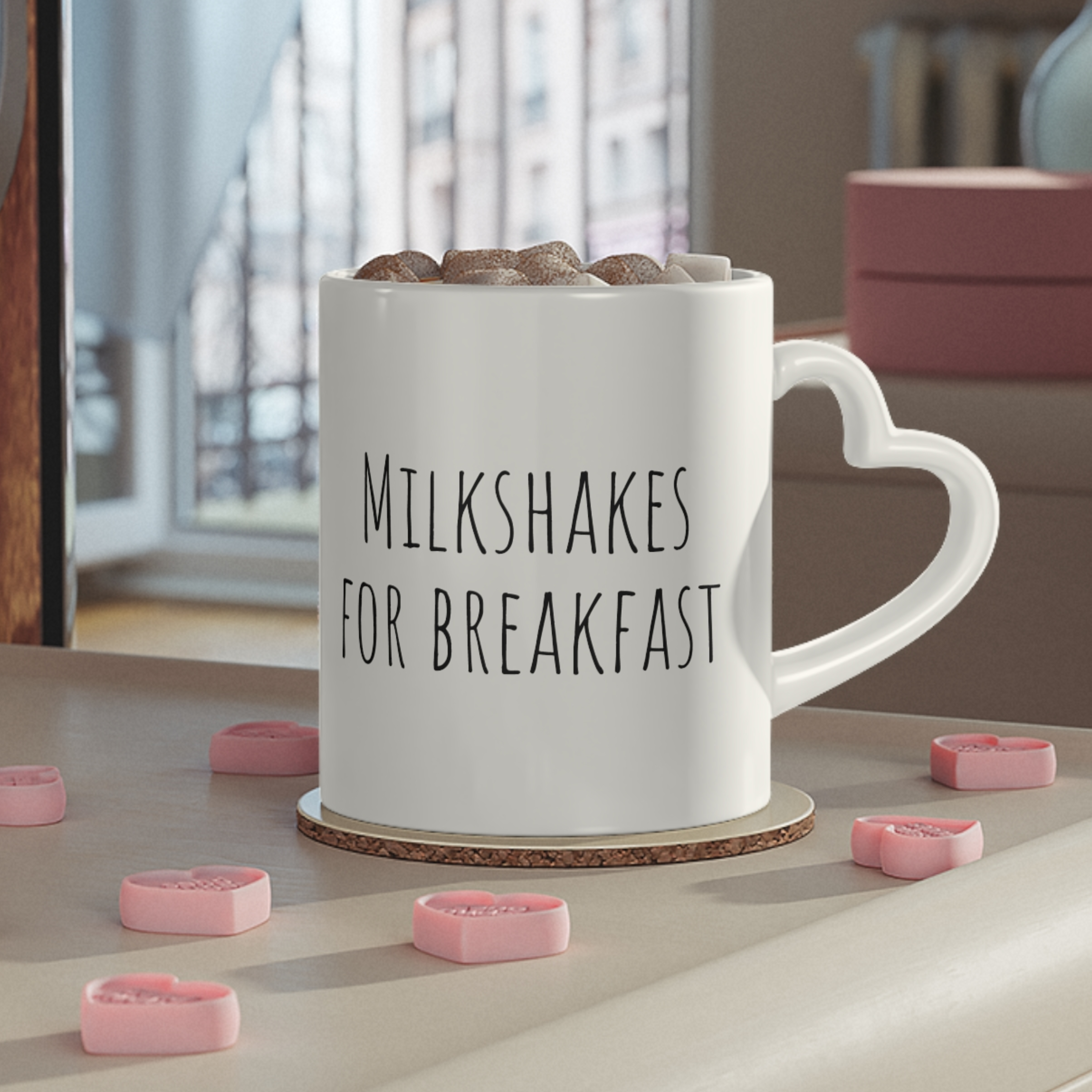 Heart-Shaped Milkshakes for Breakfast Mug Heart-Shaped Milkshakes for Breakfast Mug