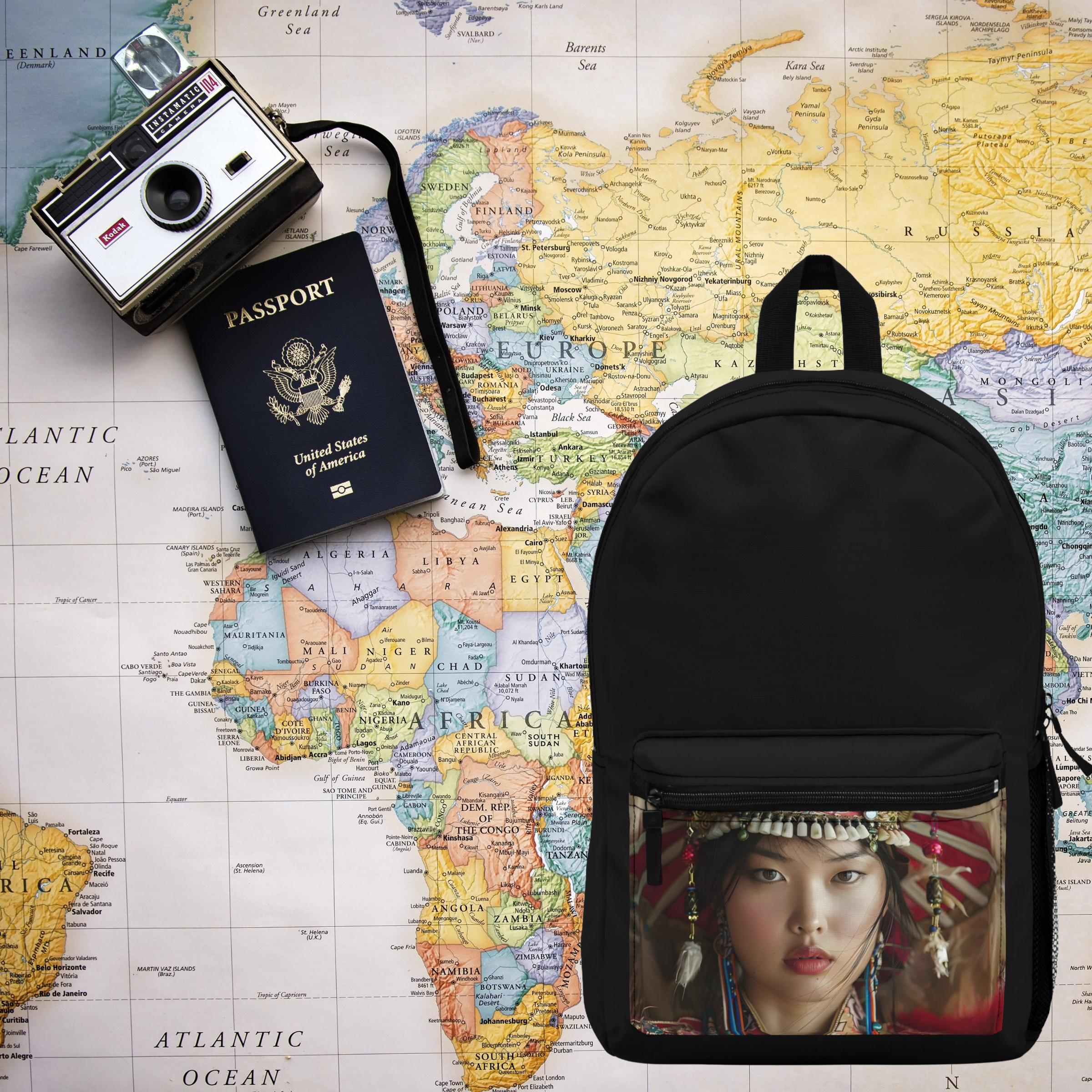 Mongolian Princess Portrait Backpack product thumbnail image Mongolian Princess Portrait Backpack product thumbnail image