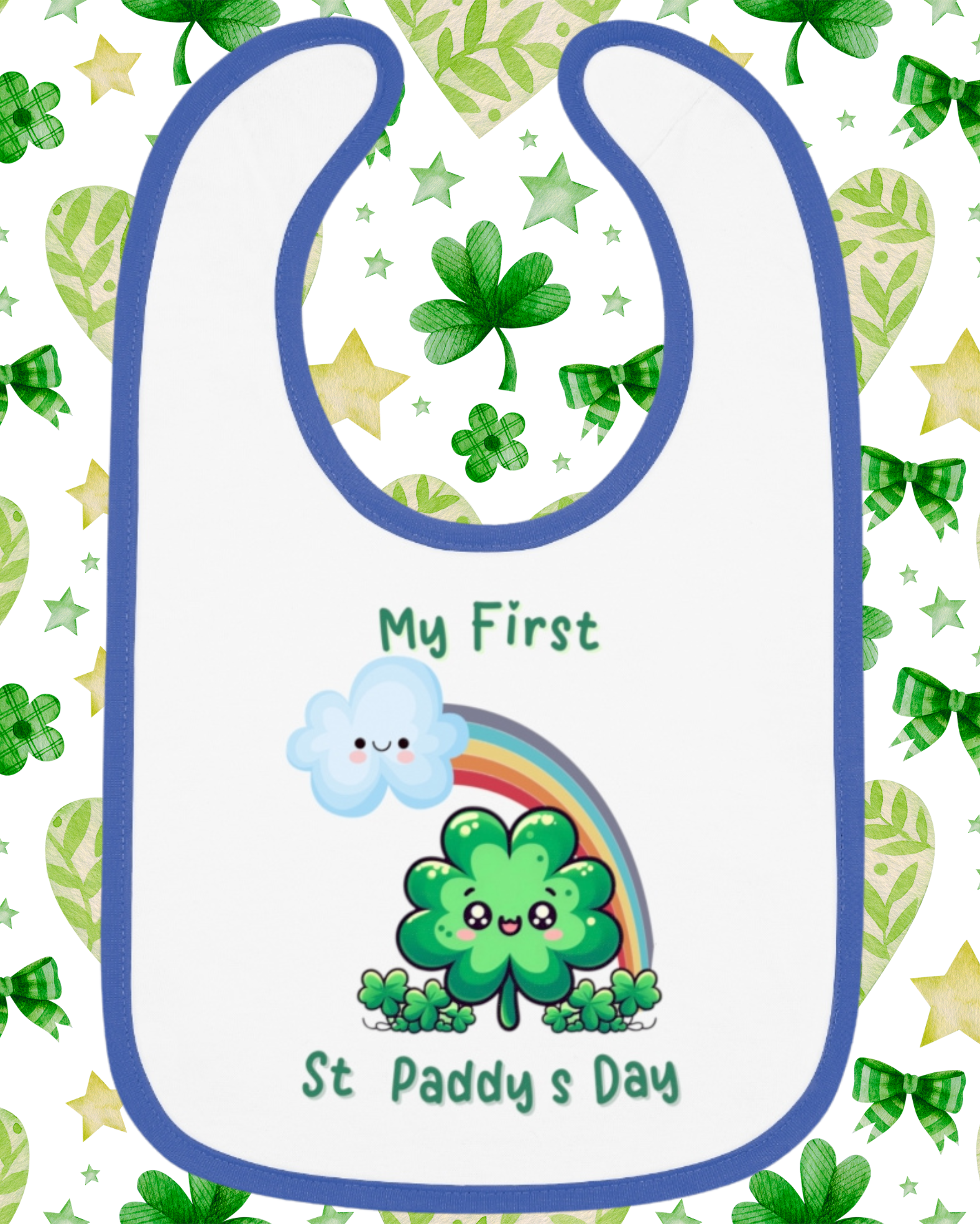 My First St. Paddy’s Day Baby Bib – Cute Shamrock &amp; Rainbow for Your Lucky Charm! 