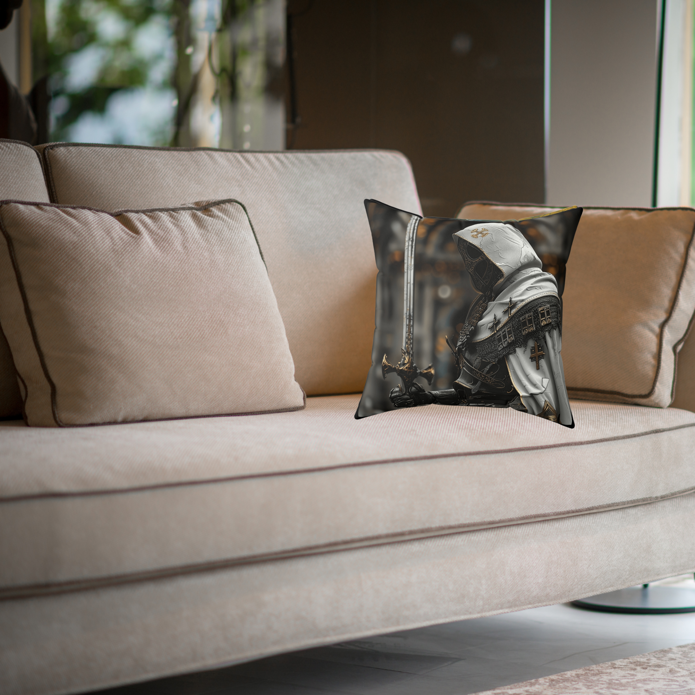 Templar Knight Square Pillow product thumbnail image Templar Knight Square Pillow product thumbnail image