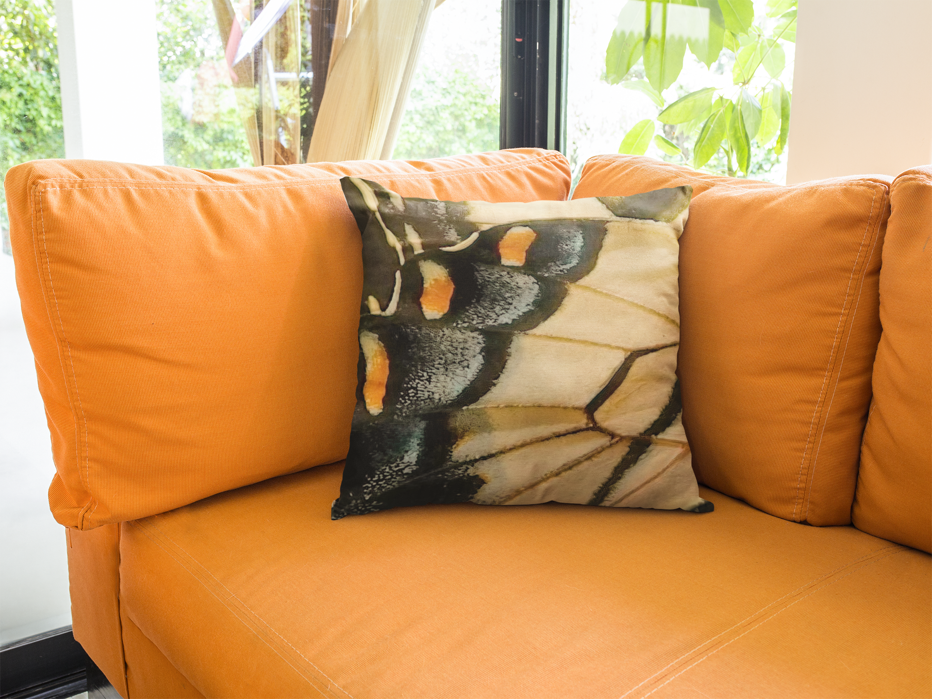 Eastern Tiger Swallowtail Butterfly Square Pillow, Butterfly Pillow, Designer Pillow, Yellow Orange Black Pillow, Abstract Pillow, Sq Pillow