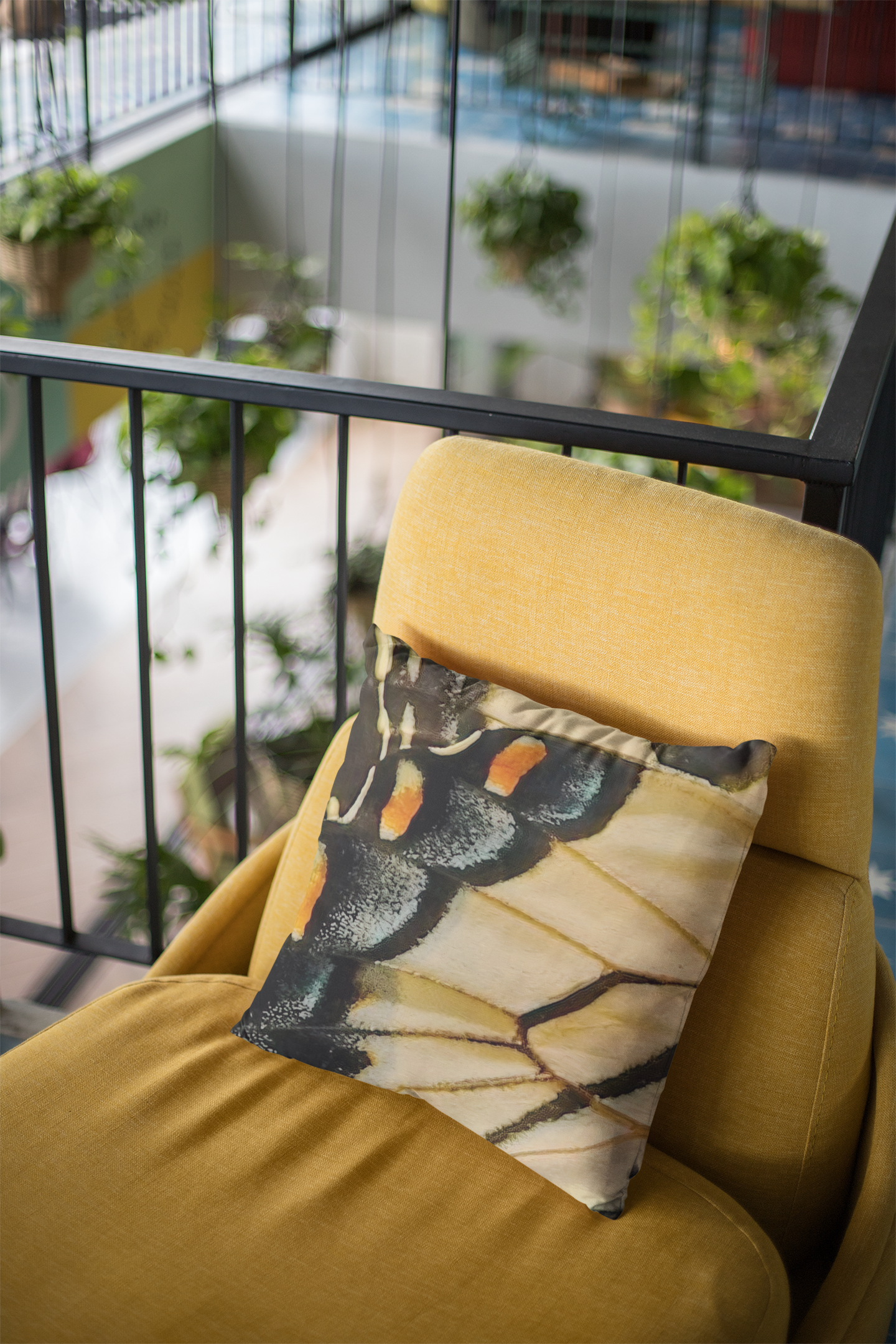 Eastern Tiger Swallowtail Butterfly Square Pillow, Butterfly Pillow, Designer Pillow, Yellow Orange Black Pillow, Abstract Pillow, Sq Pillow product thumbnail image