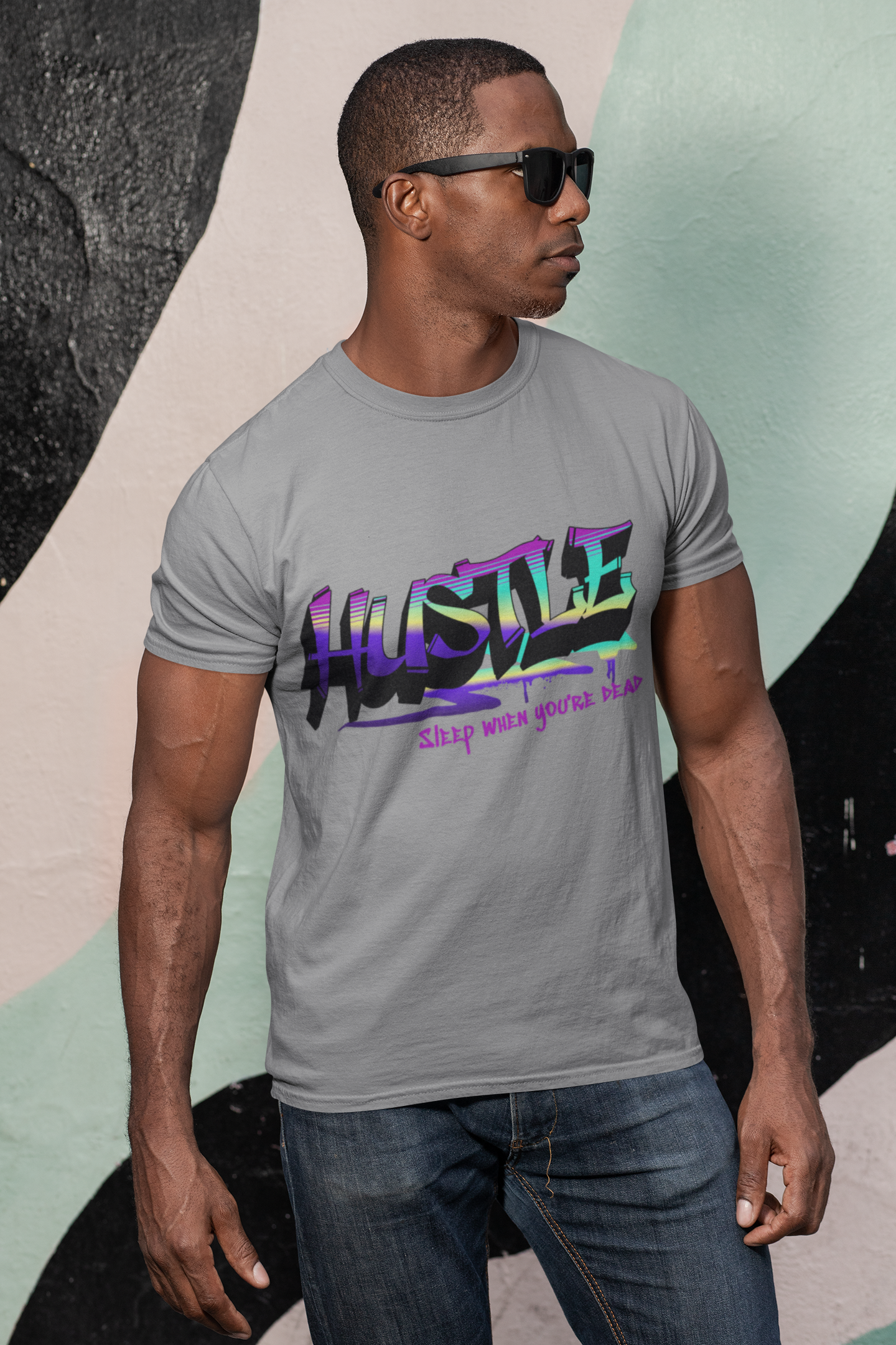 Hustle Hard - Vibrant Graffiti Design, Graffiti-Inspired Art, Motivational Merchandise, Entrepreneur Lifestyle Apparel, Unisex Motivational Gift
