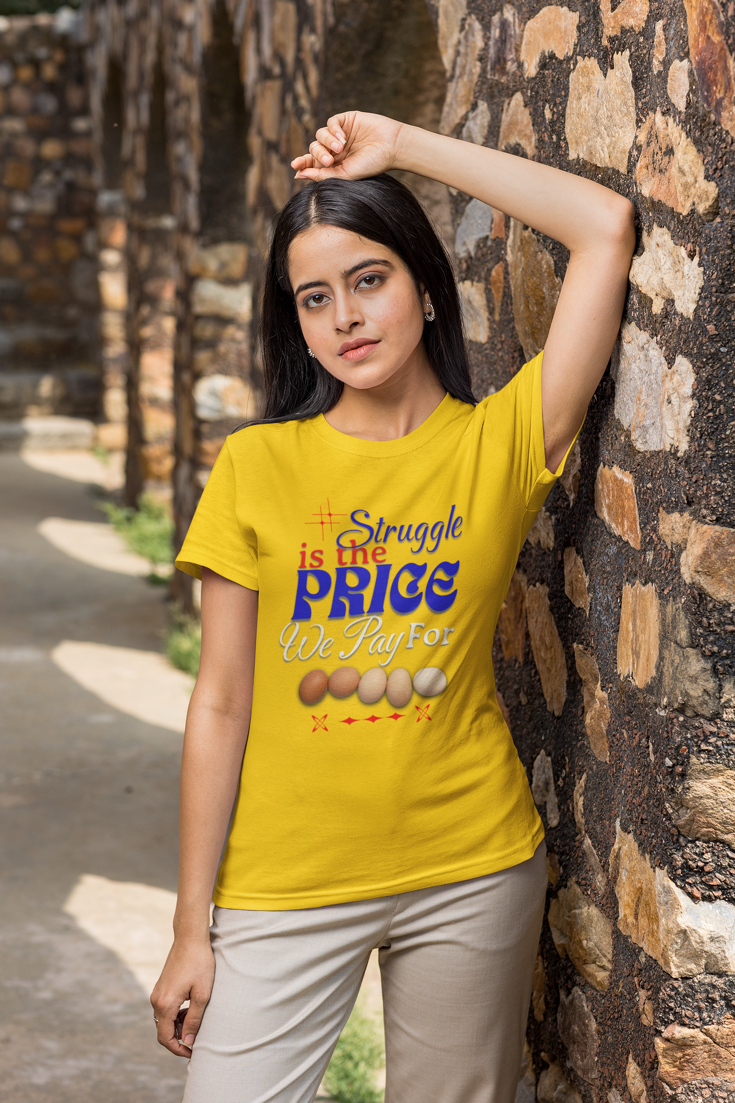 Struggle Is the Price We Pay - Funny Egg Design, Funny Inspirational Quote, Humor with Motivation T-Shirt, Are Egg Prices Lowered Yet? product thumbnail image