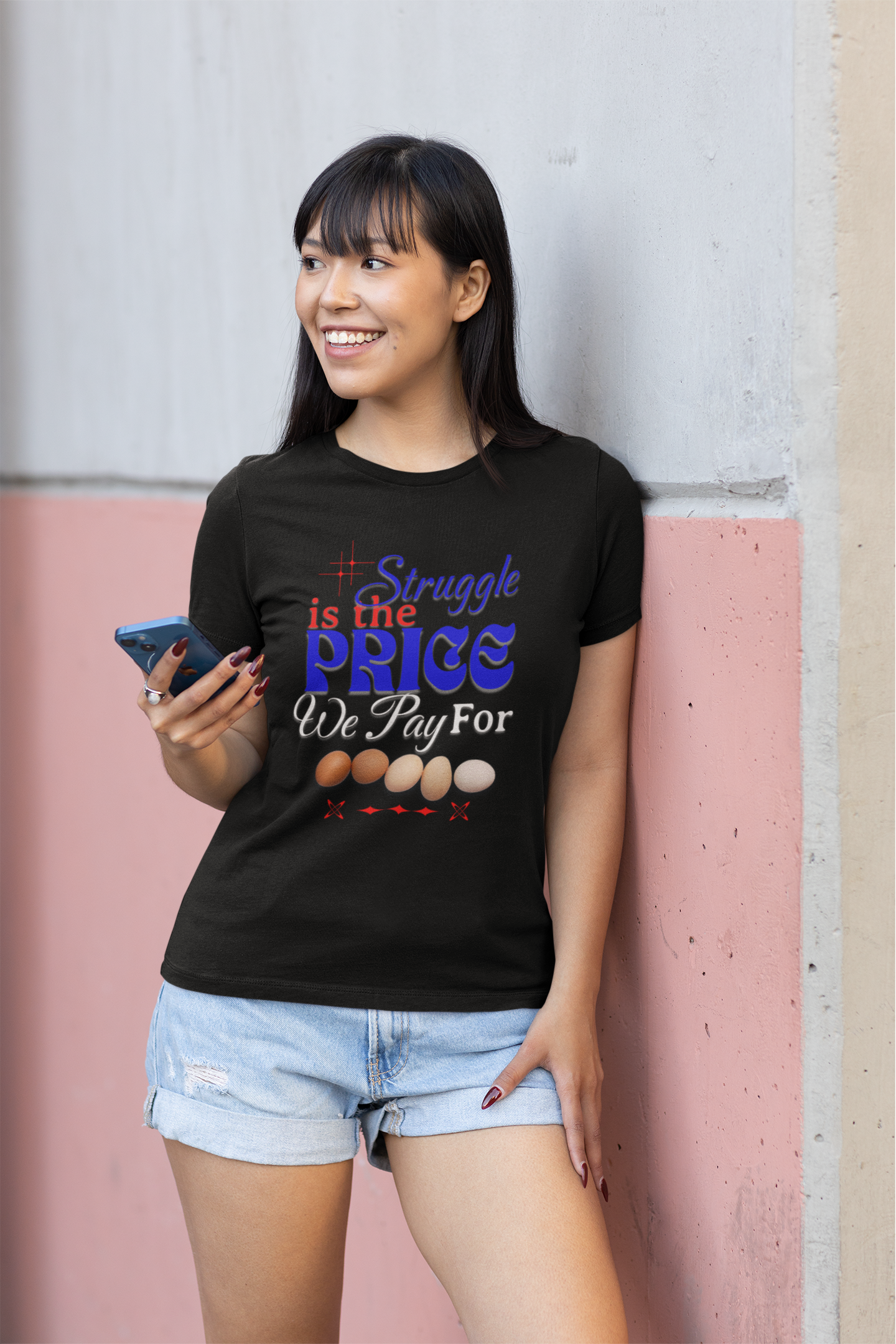 Struggle Is the Price We Pay - Funny Egg Design, Funny Inspirational Quote, Humor with Motivation T-Shirt, Are Egg Prices Lowered Yet? product thumbnail image
