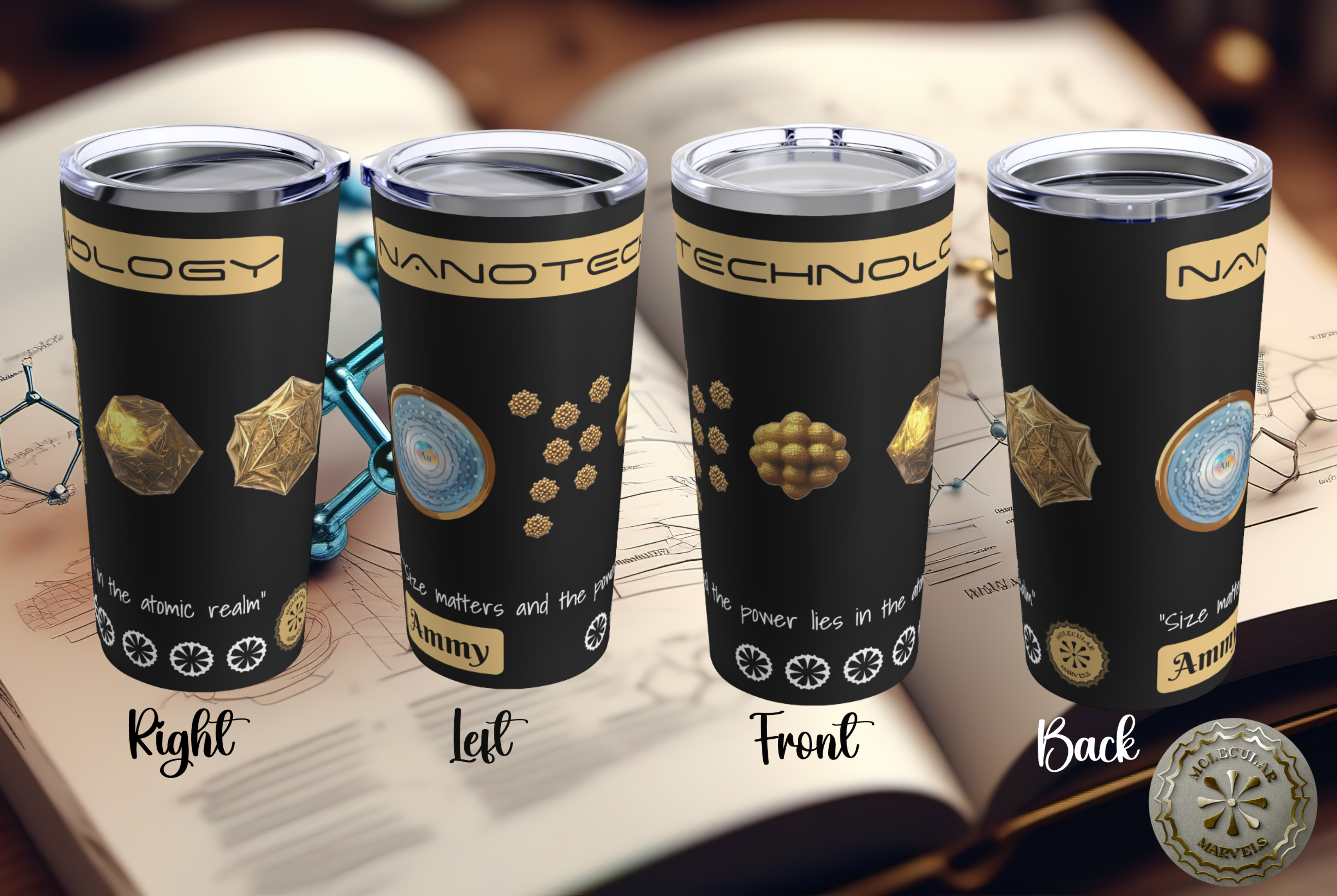 Personalized Nanotechnology Tumbler 20oz- Science Lover Gift - 15oz Mug- Nanogold A - Gold nanoparticles - researcher gift- nano science product thumbnail image