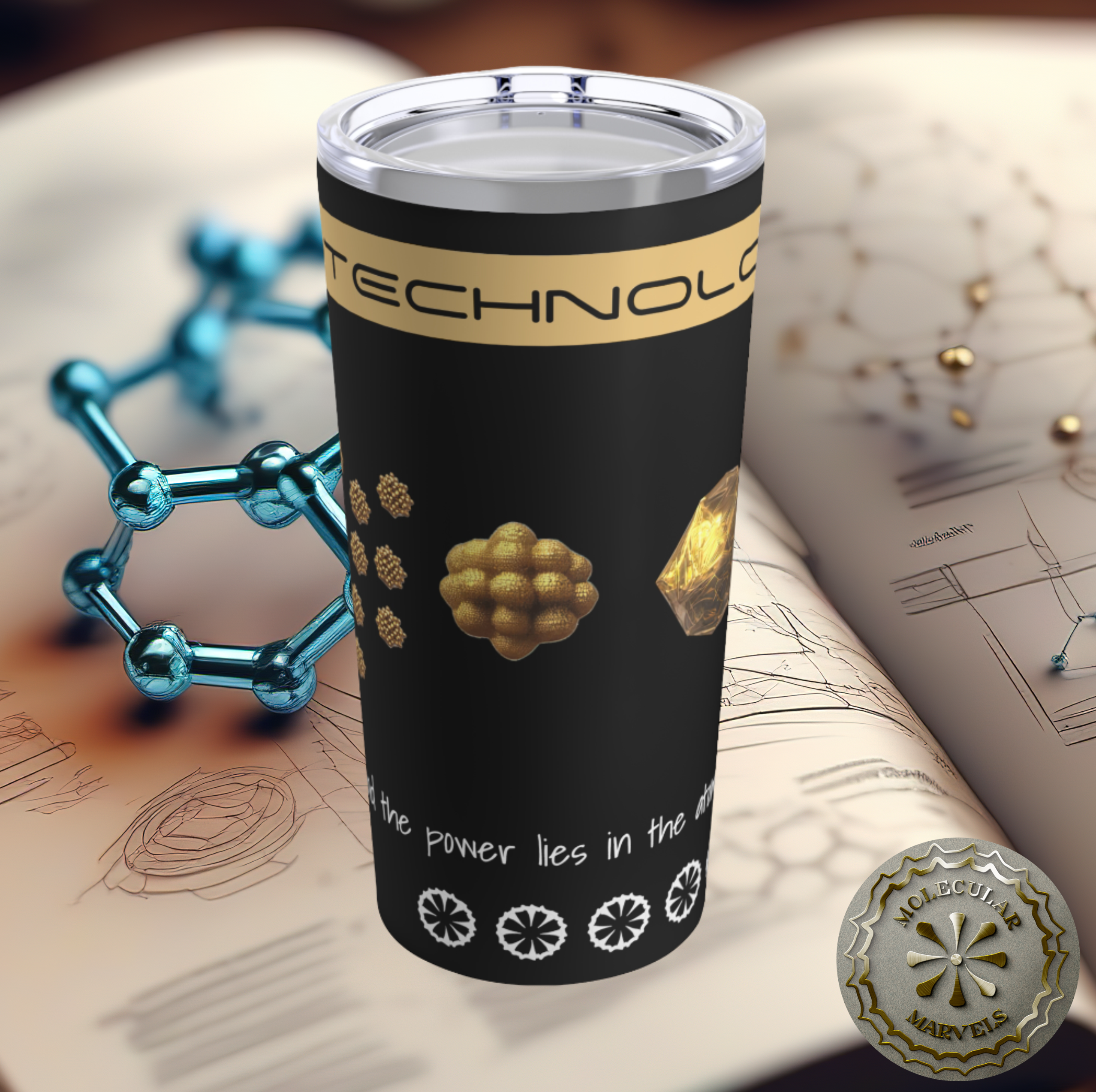 Personalized Nanotechnology Tumbler 20oz- Science Lover Gift - 15oz Mug- Nanogold A - Gold nanoparticles - researcher gift- nano science product thumbnail image