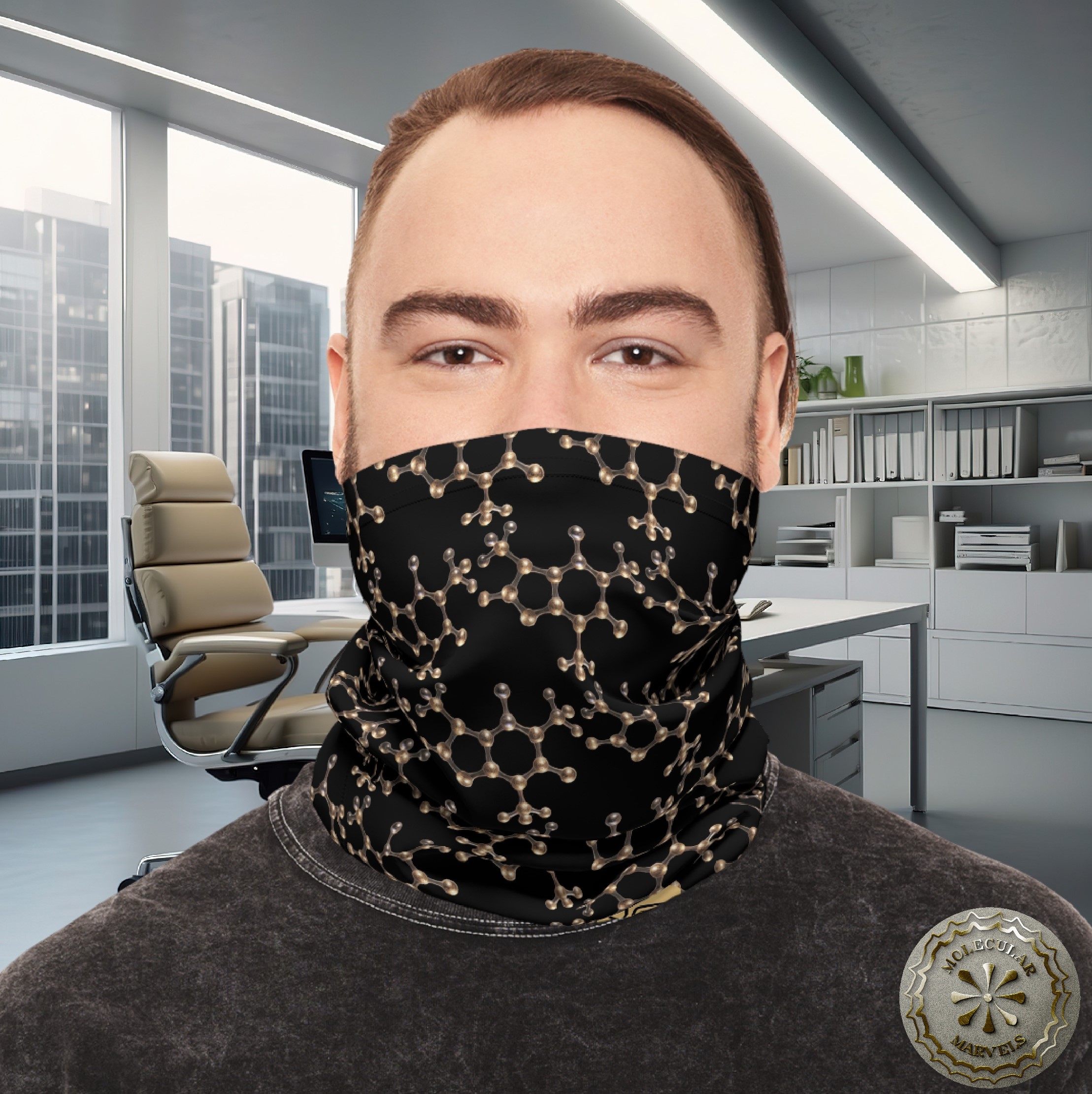 UPF 50+ Caffeine Molecule Lightweight Neck Gaiter- Chemistry Gift- Chemist style- science design - science vibes - Science- coffee lover UPF 50+ Caffeine Molecule Lightweight Neck Gaiter- Chemistry Gift- Chemist style- science design - science vibes - Science- coffee lover