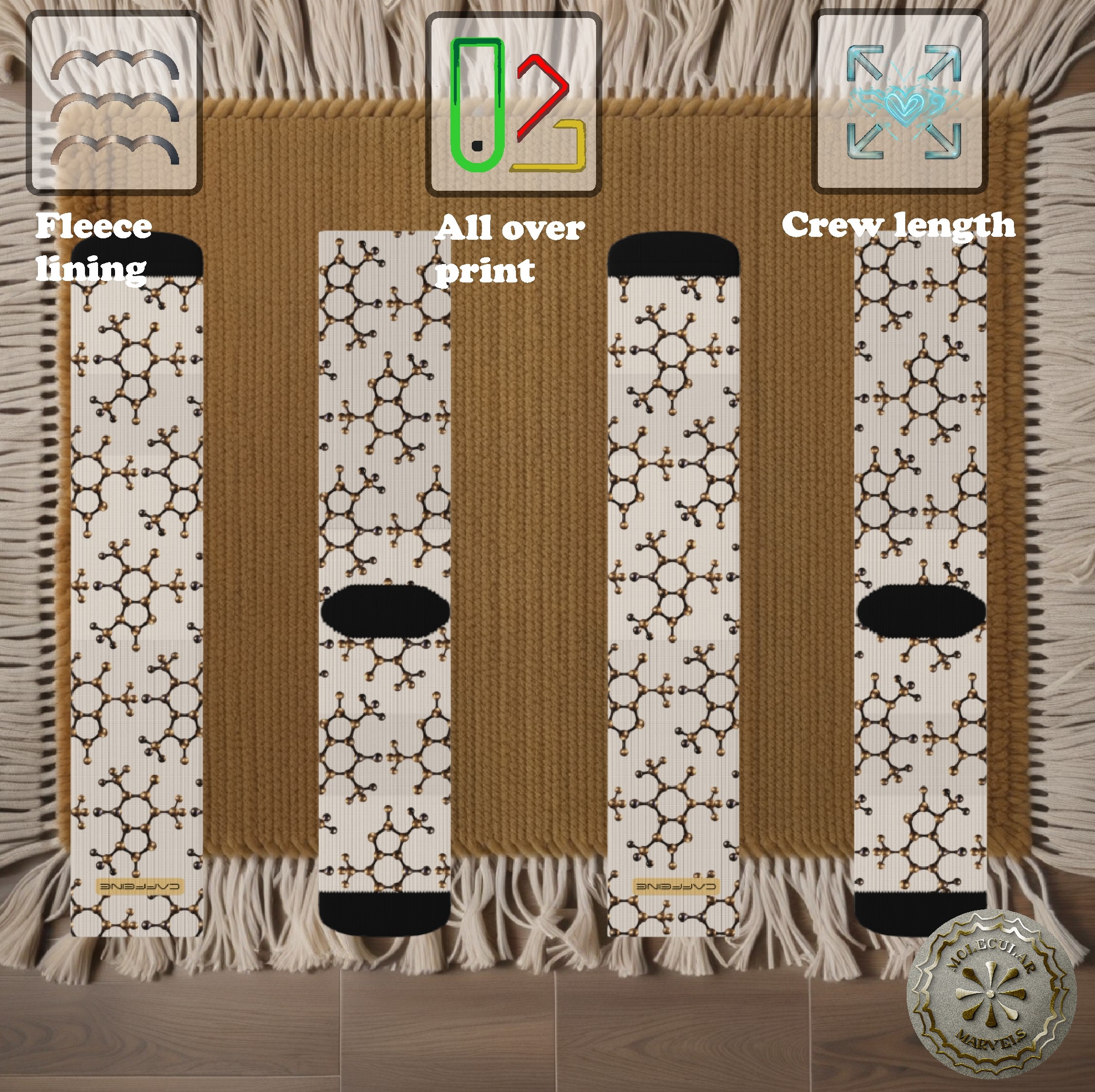 Caffeine molecule Sublimation Socks, Chemistry gift, coffee lover, caffeine, molecule, science style product thumbnail image Caffeine molecule Sublimation Socks, Chemistry gift, coffee lover, caffeine, molecule, science style product thumbnail image