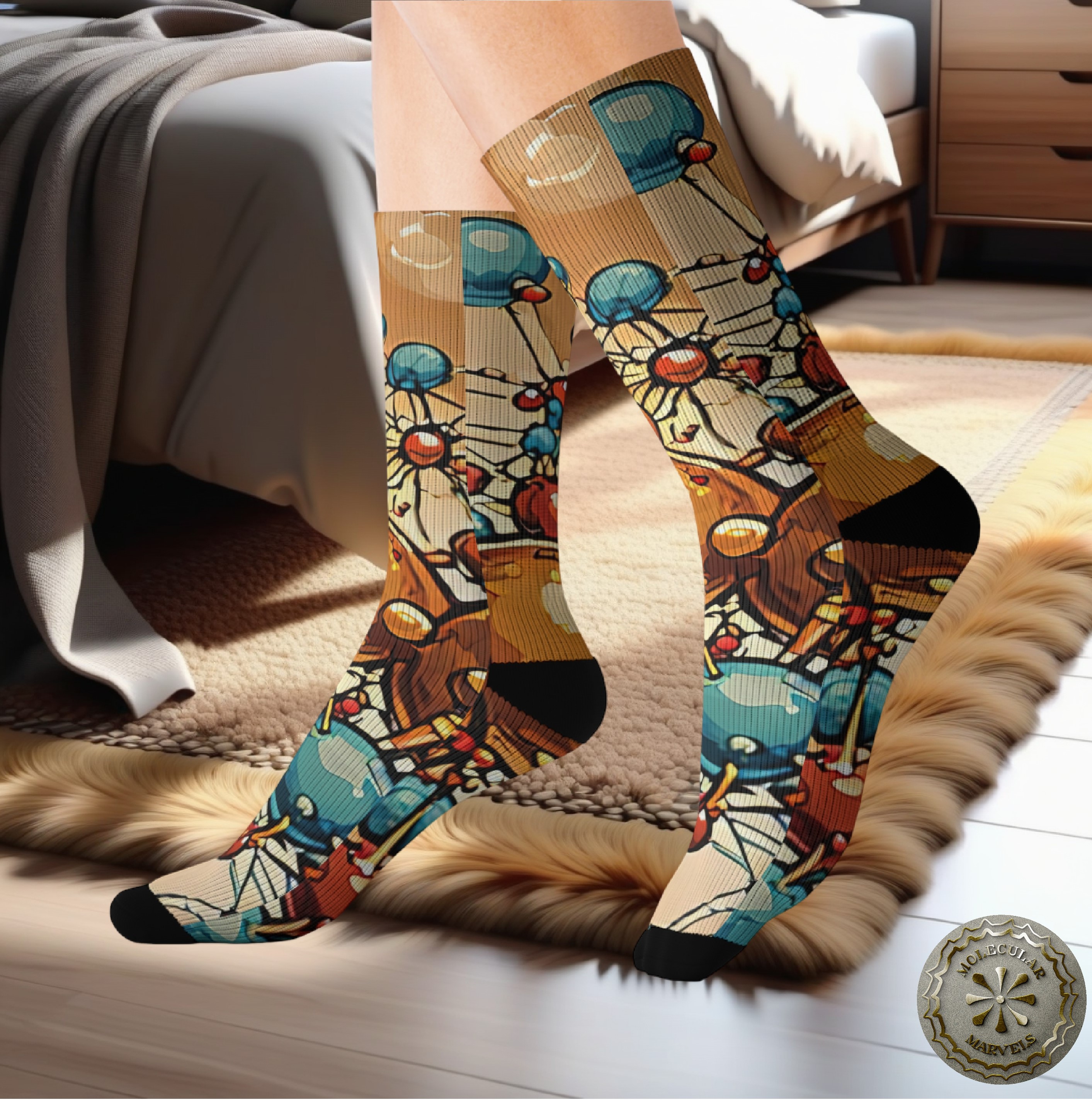 Molecular colored Sublimation Socks, Chemistry gift, chemist style, molecule vibes, science style, scientist gift, chemistry themed Molecular colored Sublimation Socks, Chemistry gift, chemist style, molecule vibes, science style, scientist gift, chemistry themed