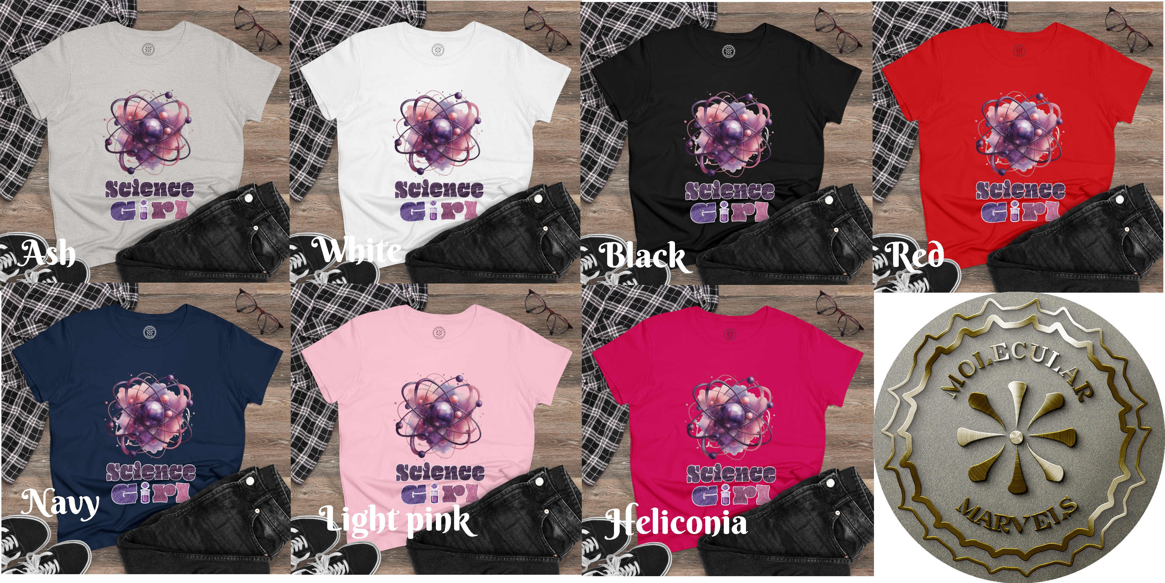 Science girl Women's Midweight Cotton Tee , atomic design, science vibes, science style, gift for her, women in science product thumbnail image Science girl Women's Midweight Cotton Tee , atomic design, science vibes, science style, gift for her, women in science product thumbnail image