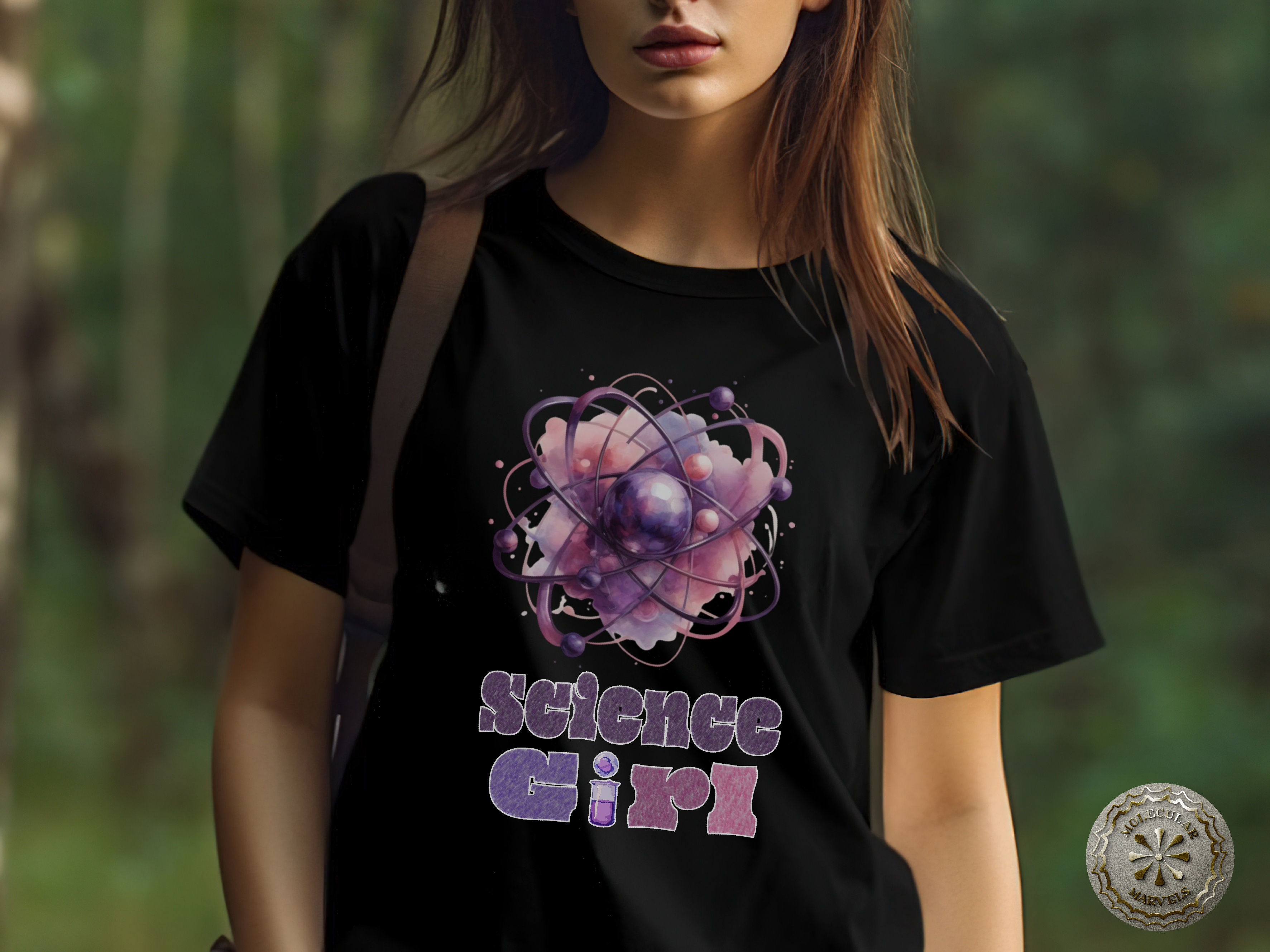 Science girl Women's Midweight Cotton Tee , atomic design, science vibes, science style, gift for her, women in science product thumbnail image Science girl Women's Midweight Cotton Tee , atomic design, science vibes, science style, gift for her, women in science product thumbnail image