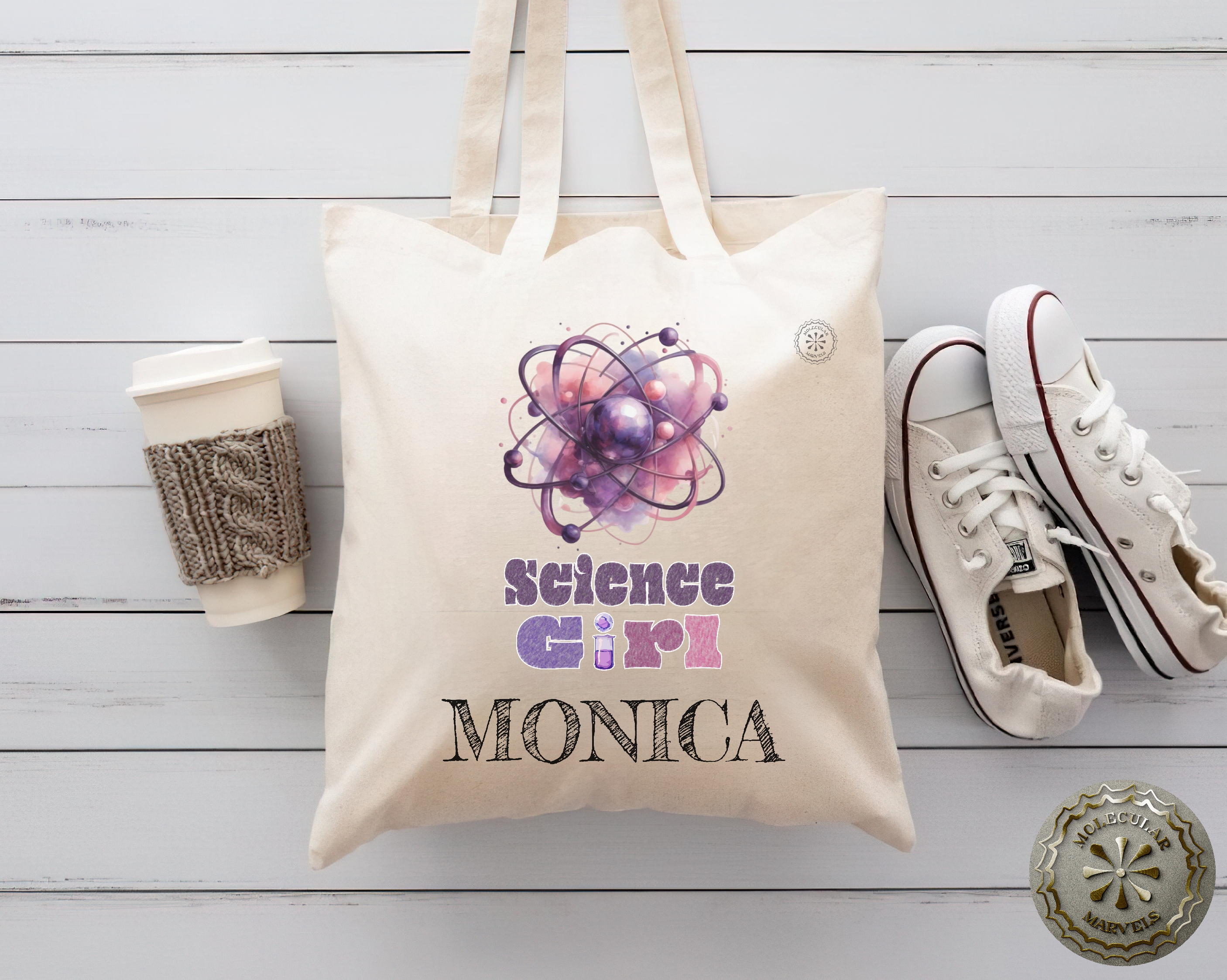 Science girl Personalized Canvas Tote Bag, Scientist Tote Bag, Birthday gift for her, for daughter, women in science product thumbnail image Science girl Personalized Canvas Tote Bag, Scientist Tote Bag, Birthday gift for her, for daughter, women in science product thumbnail image