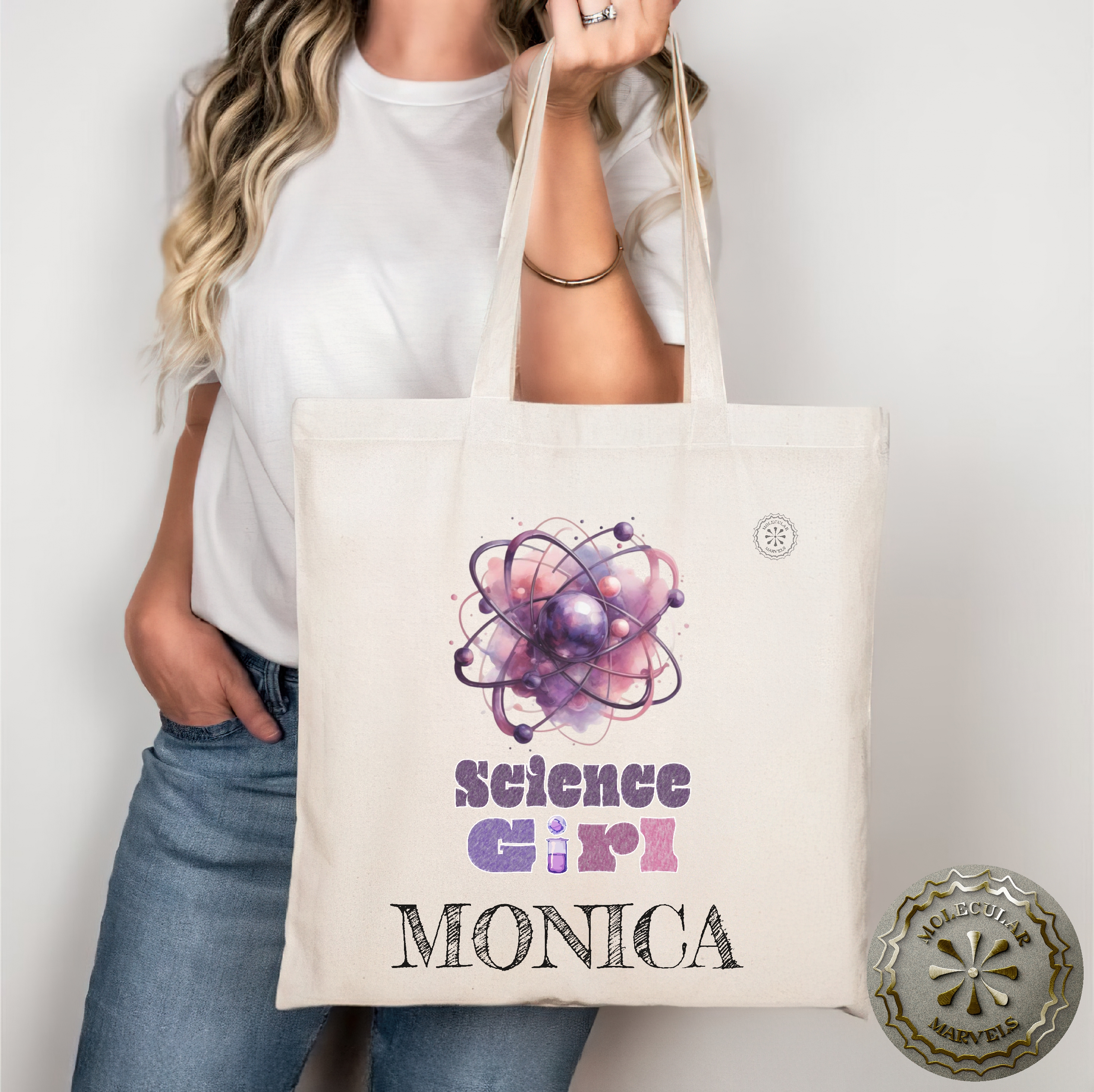 Science girl Personalized Canvas Tote Bag, Scientist Tote Bag, Birthday gift for her, for daughter, women in science product thumbnail image Science girl Personalized Canvas Tote Bag, Scientist Tote Bag, Birthday gift for her, for daughter, women in science product thumbnail image
