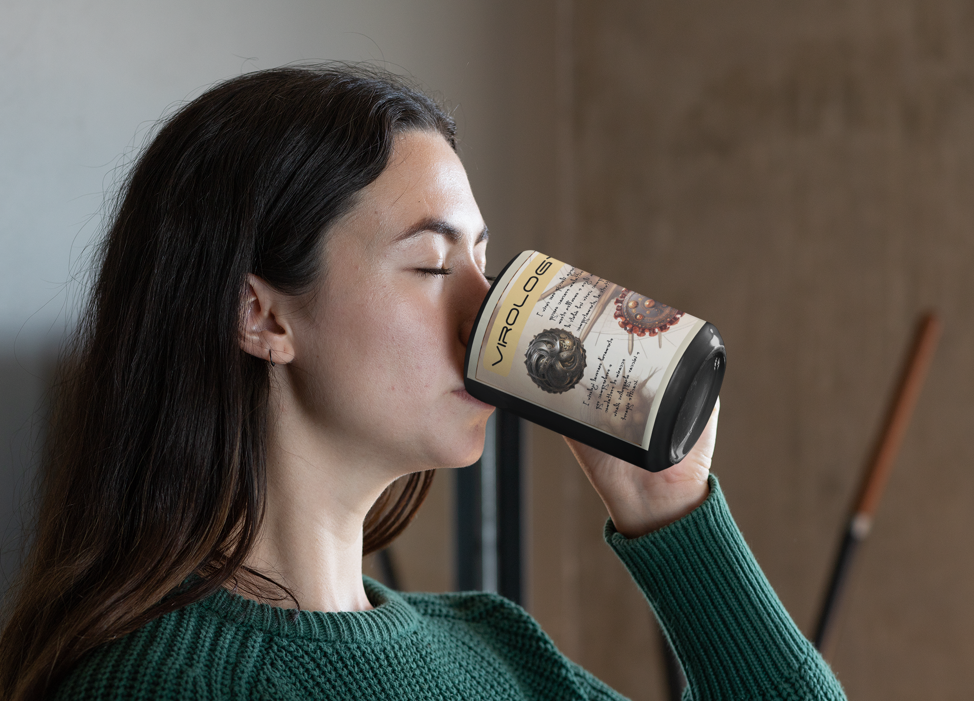 Black Ceramic Virology Mug - Science Lover Gift - 15oz Mug- Virus- Microbiologist- researcher- science style- virus drinkware- viral mug product thumbnail image Black Ceramic Virology Mug - Science Lover Gift - 15oz Mug- Virus- Microbiologist- researcher- science style- virus drinkware- viral mug product thumbnail image