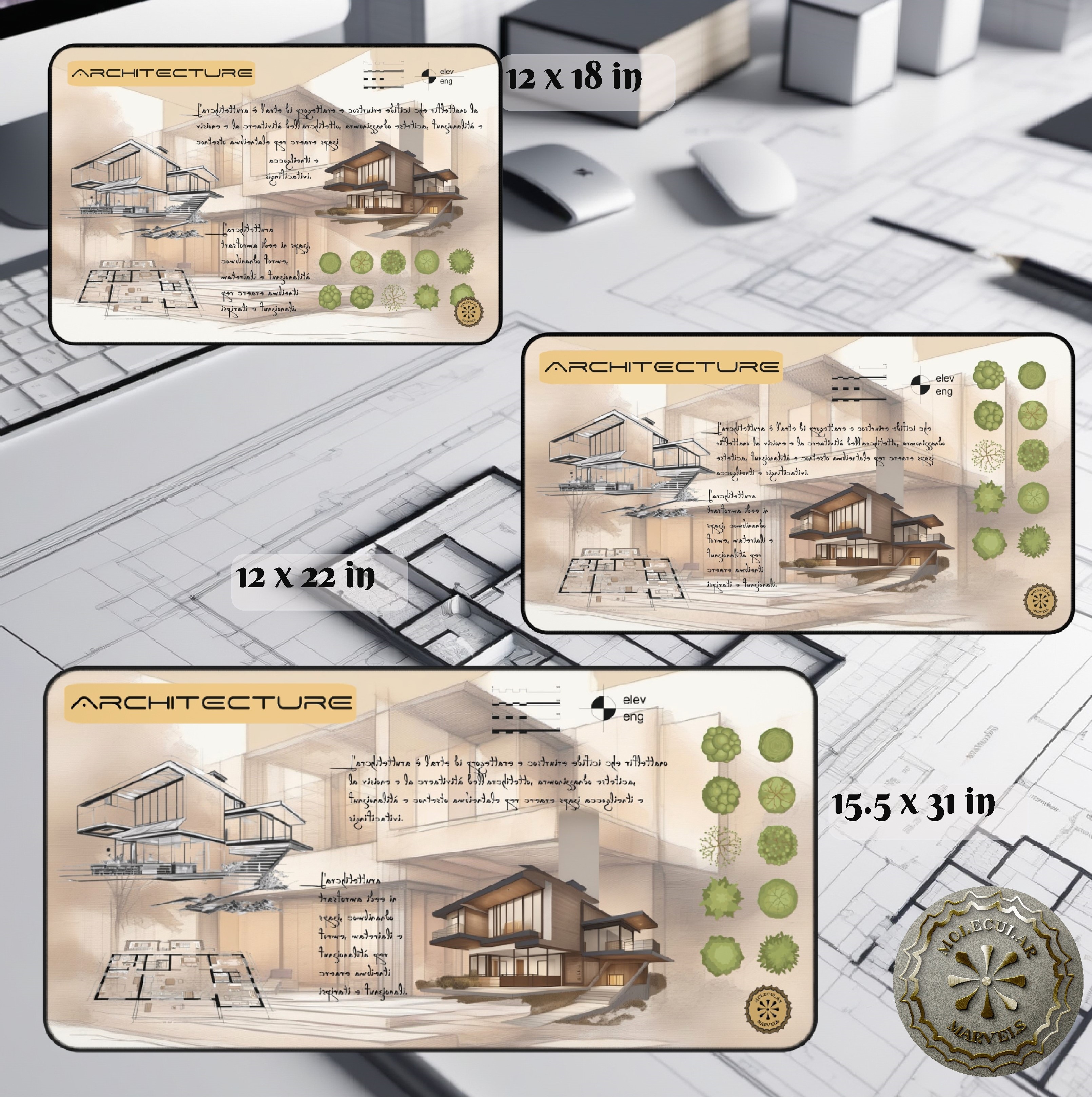 Architecture Desk Mat, Architectural style desk mat- Architecture design - Architect gift - architecture lifestyle product thumbnail image Architecture Desk Mat, Architectural style desk mat- Architecture design - Architect gift - architecture lifestyle product thumbnail image