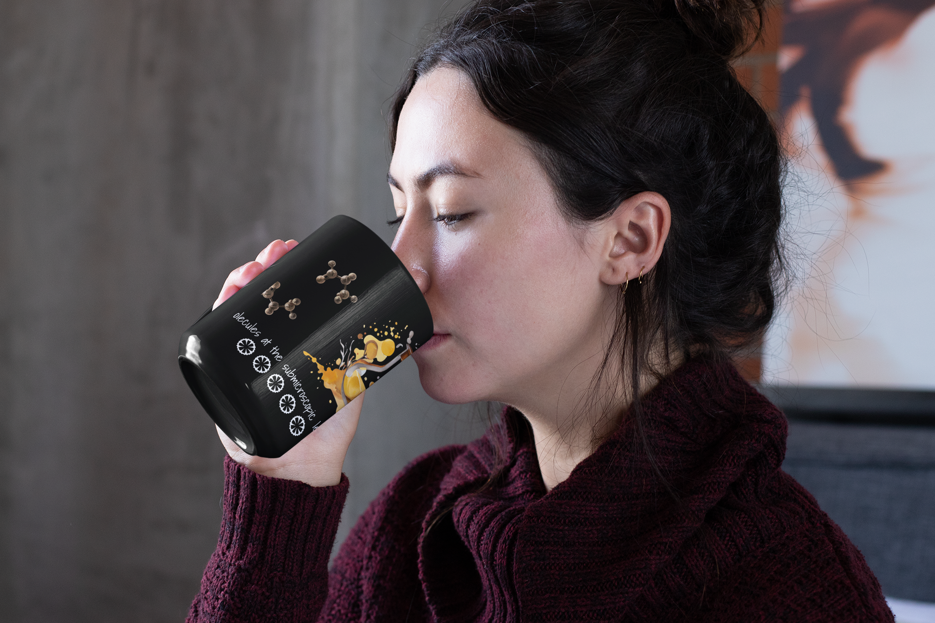 Black Ceramic Chemistry Mug abstract 1 - Science Lover Gift - 15oz Mug- Chemist- atomic mug- researcher gifts - molecular product thumbnail image Black Ceramic Chemistry Mug abstract 1 - Science Lover Gift - 15oz Mug- Chemist- atomic mug- researcher gifts - molecular product thumbnail image