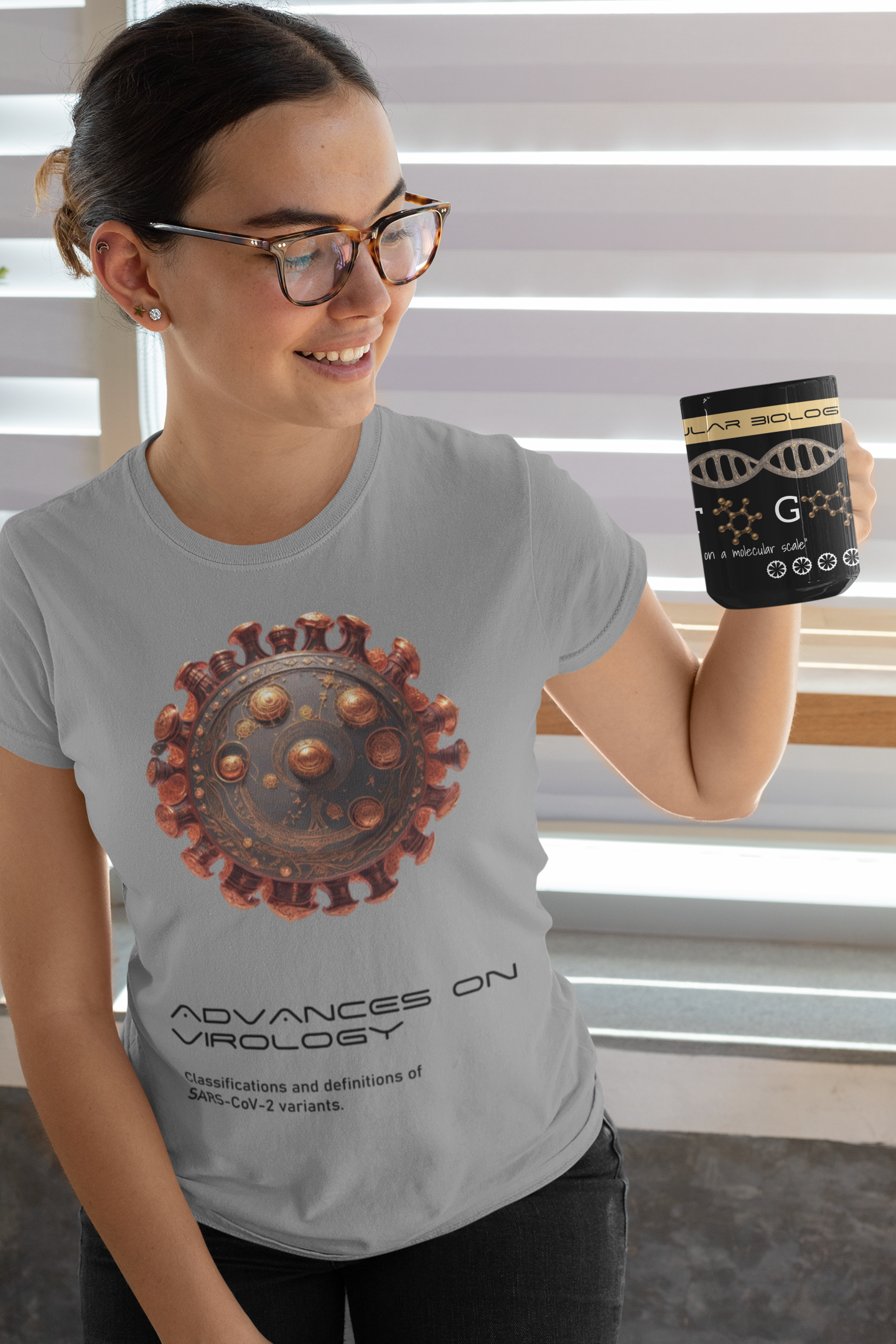 Black Ceramic Molecular Biology Mug - Science Lover Gift - 15oz Mug- DNA- nucleic acid- researcher