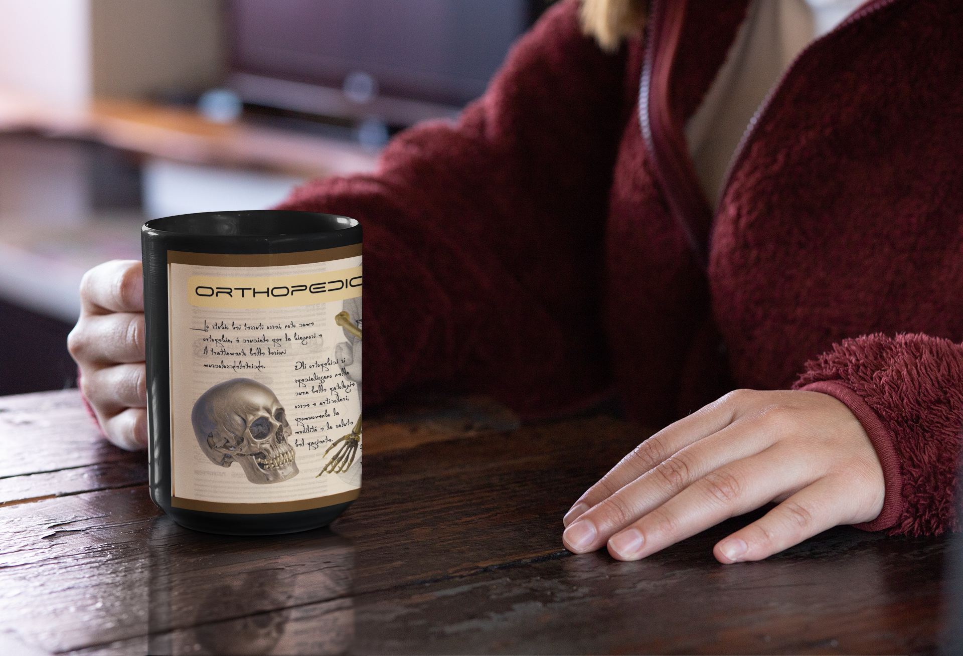 Orthopedics Black Ceramic 15oz Mug  - Doctor Gift -  Medical gift - Orthopedist - Physiotherapy Mug- Gift for Physiotherapist- Bones Cup product thumbnail image