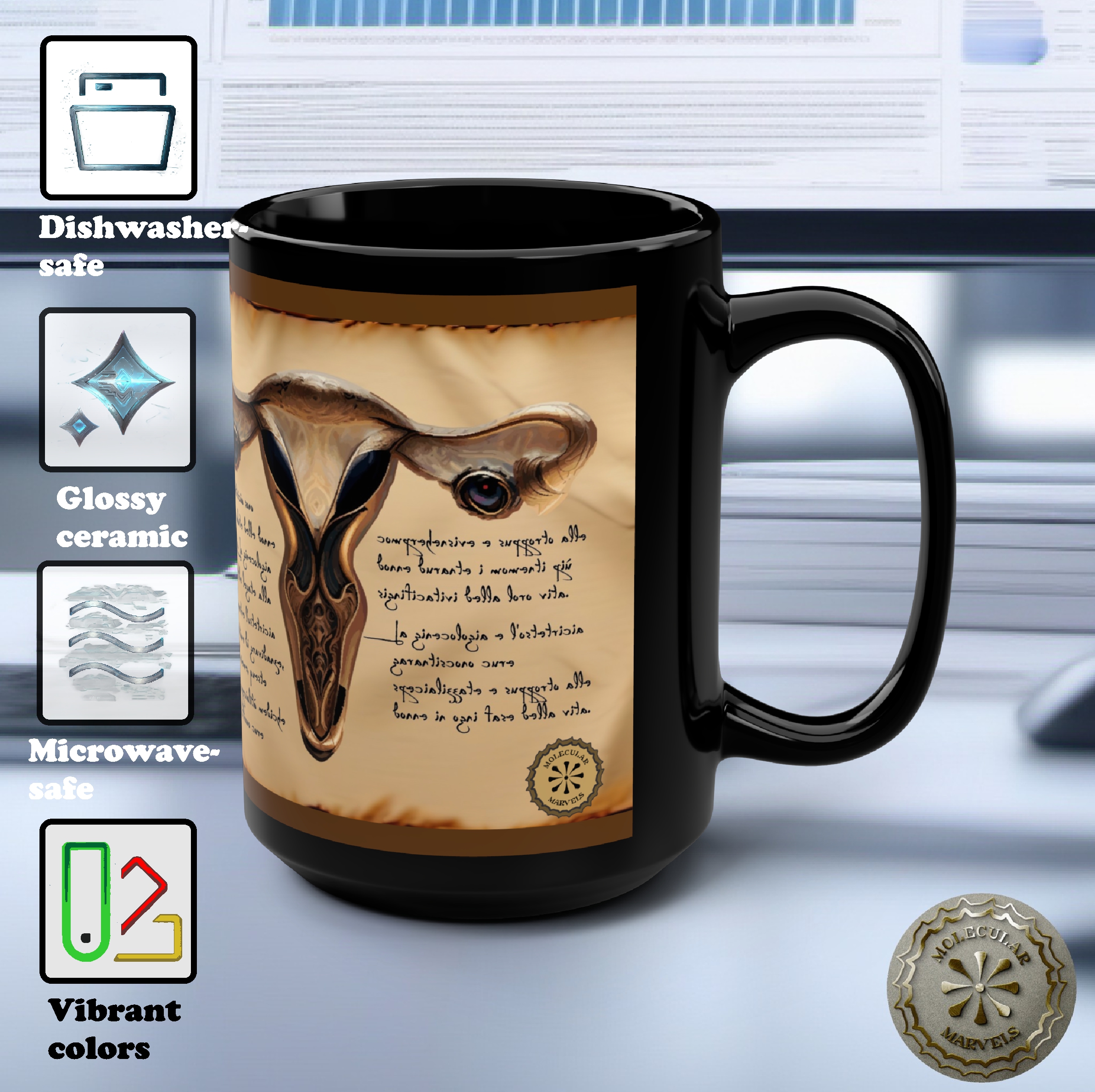 Gynecology Black Ceramic 15oz Mug  - Doctor Gift -  Medical gift - Gynecologyst- healthcare- medicine specialist gift- Obstetrics