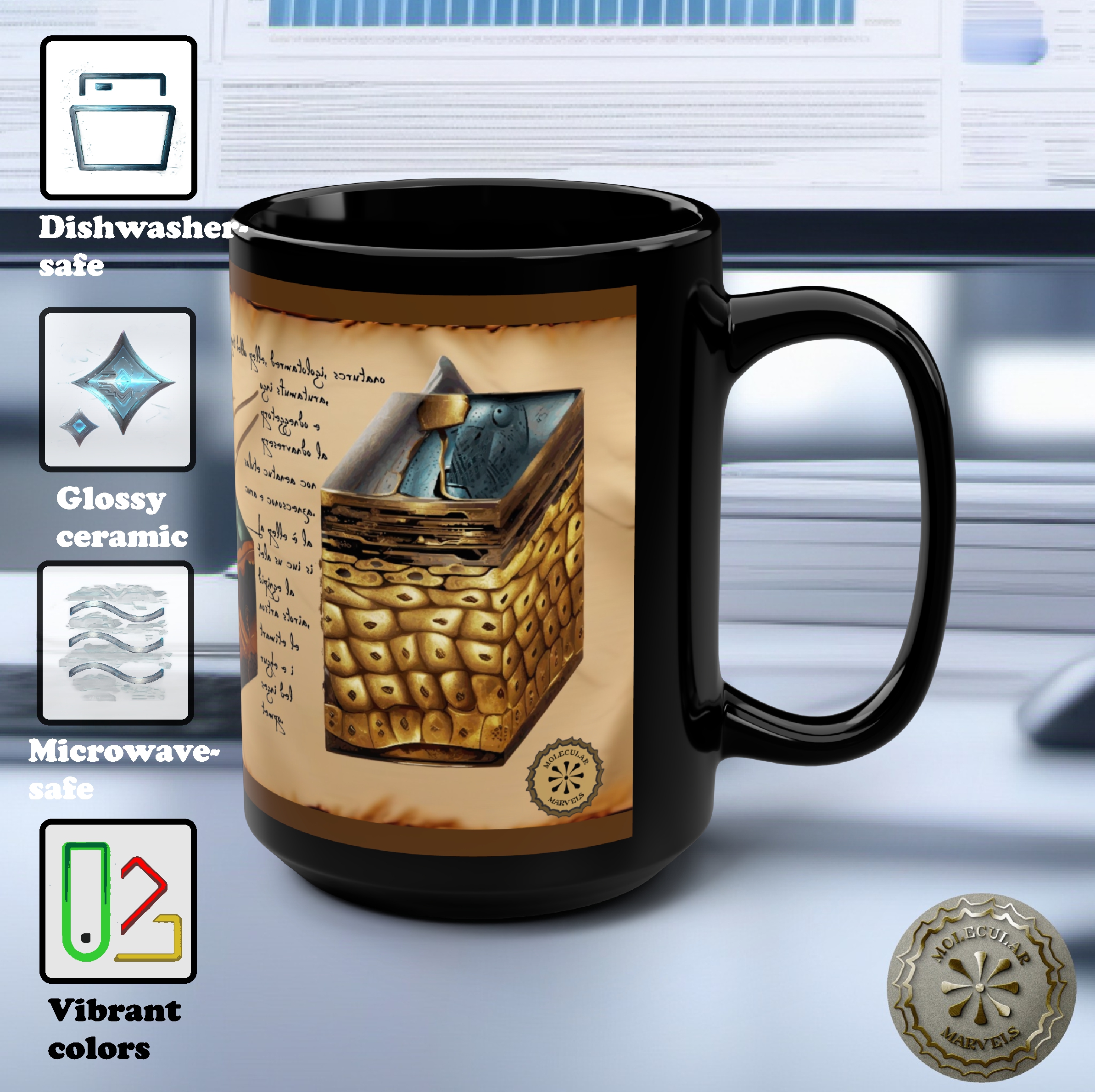 Dermatology Black Ceramic 15oz Mug  - Doctor Gift -  Medical gift - dermatologist- healthcare- medicine specialist gift- skin doctor product thumbnail image