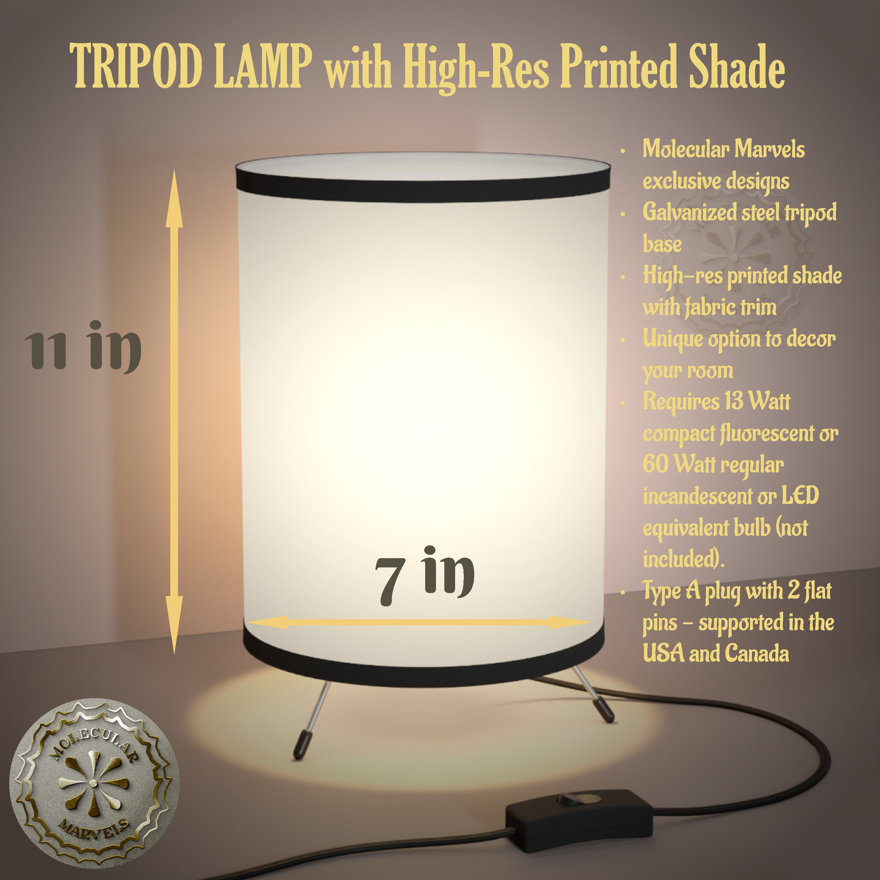 Medical style Tripod Lamp with High-Res Printed Shade, US\CA plug, organ themed, physician lamp, doctor style, student gift product thumbnail image Medical style Tripod Lamp with High-Res Printed Shade, US\CA plug, organ themed, physician lamp, doctor style, student gift product thumbnail image