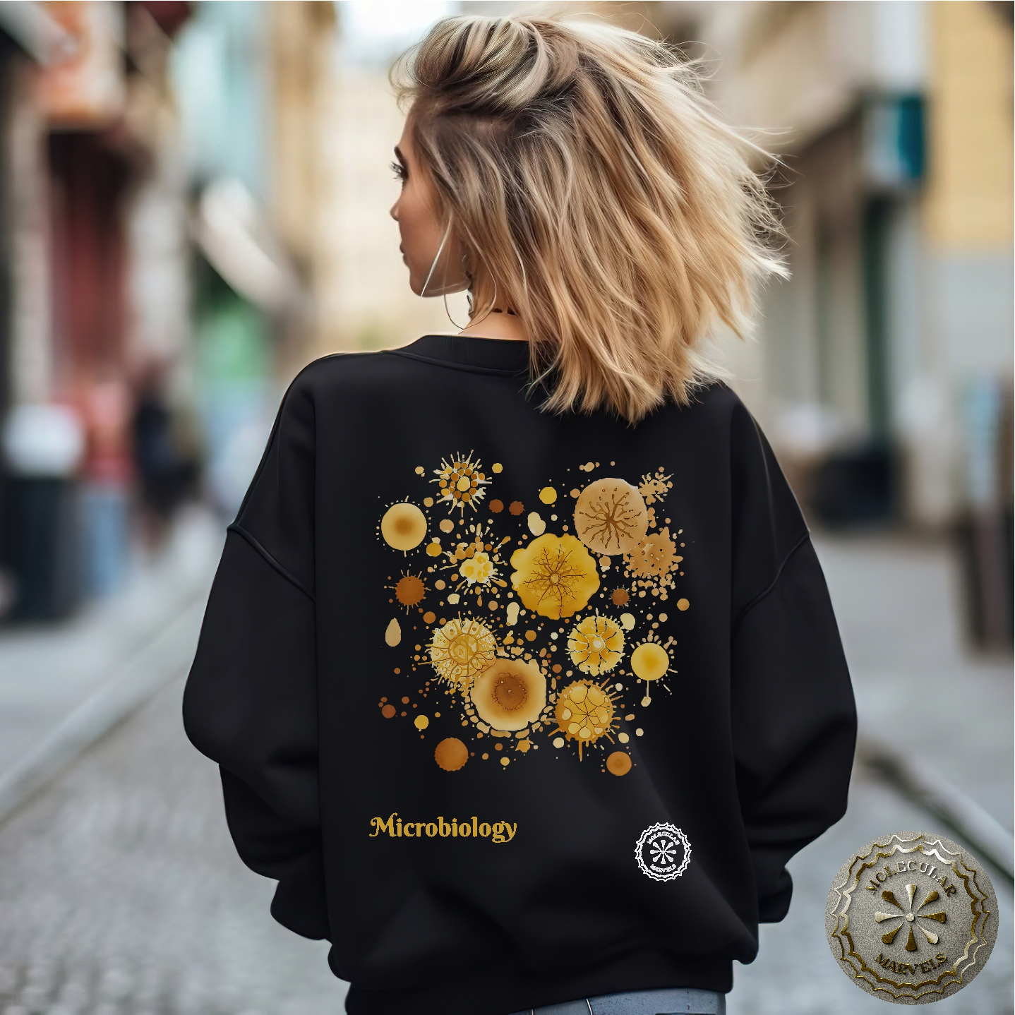 Microbiology Crewneck Sweatshirt ocre design, science Elegance, science style, science gift, daughter student gift, laboratory style Microbiology Crewneck Sweatshirt ocre design, science Elegance, science style, science gift, daughter student gift, laboratory style