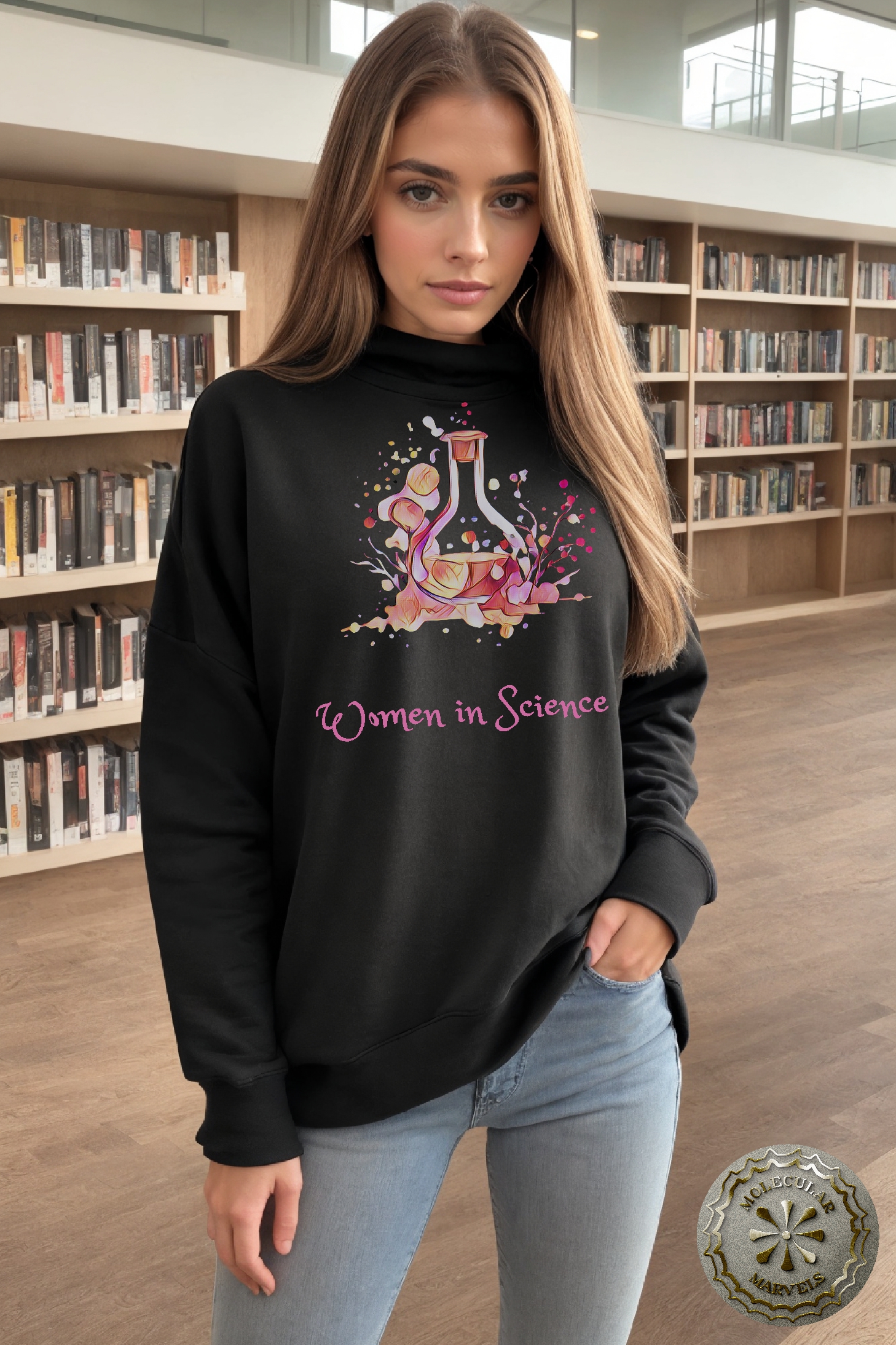 Women in Science Crewneck Sweatshirt Pink design, science Elegance, science style, science gift, daughter student gift, science girl Women in Science Crewneck Sweatshirt Pink design, science Elegance, science style, science gift, daughter student gift, science girl