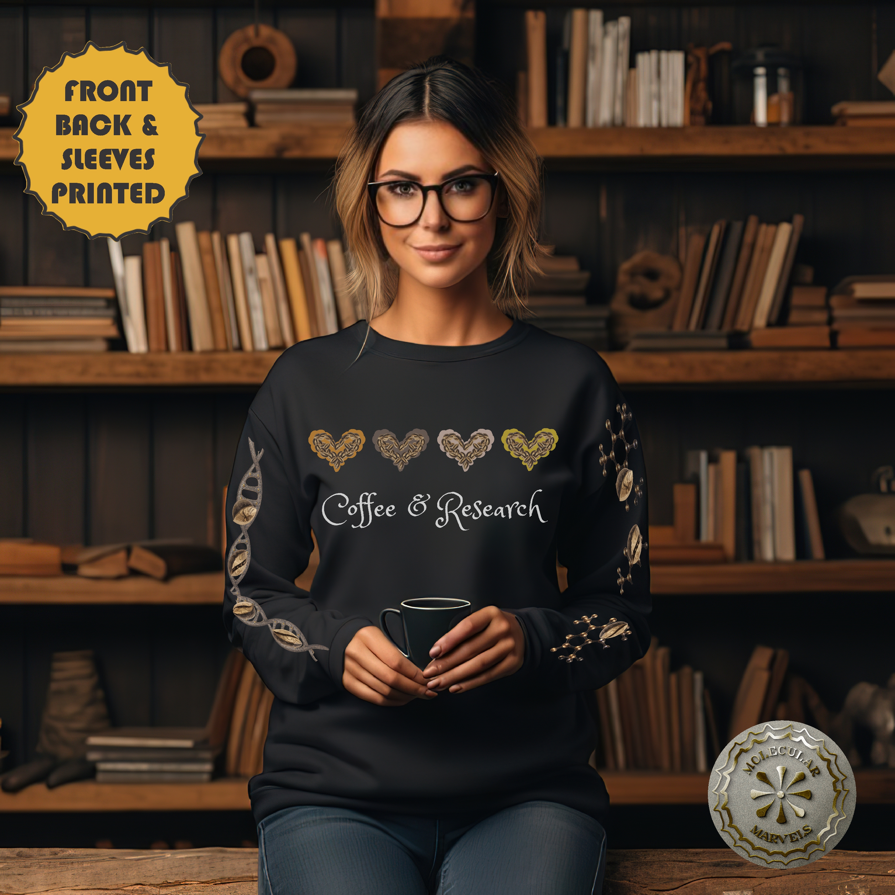 Coffee and Research Unisex Heavy Blend™ Crewneck Sweatshirt Caffeine molecule, coffee lover, science Elegance, science style, science gift Coffee and Research Unisex Heavy Blend™ Crewneck Sweatshirt Caffeine molecule, coffee lover, science Elegance, science style, science gift