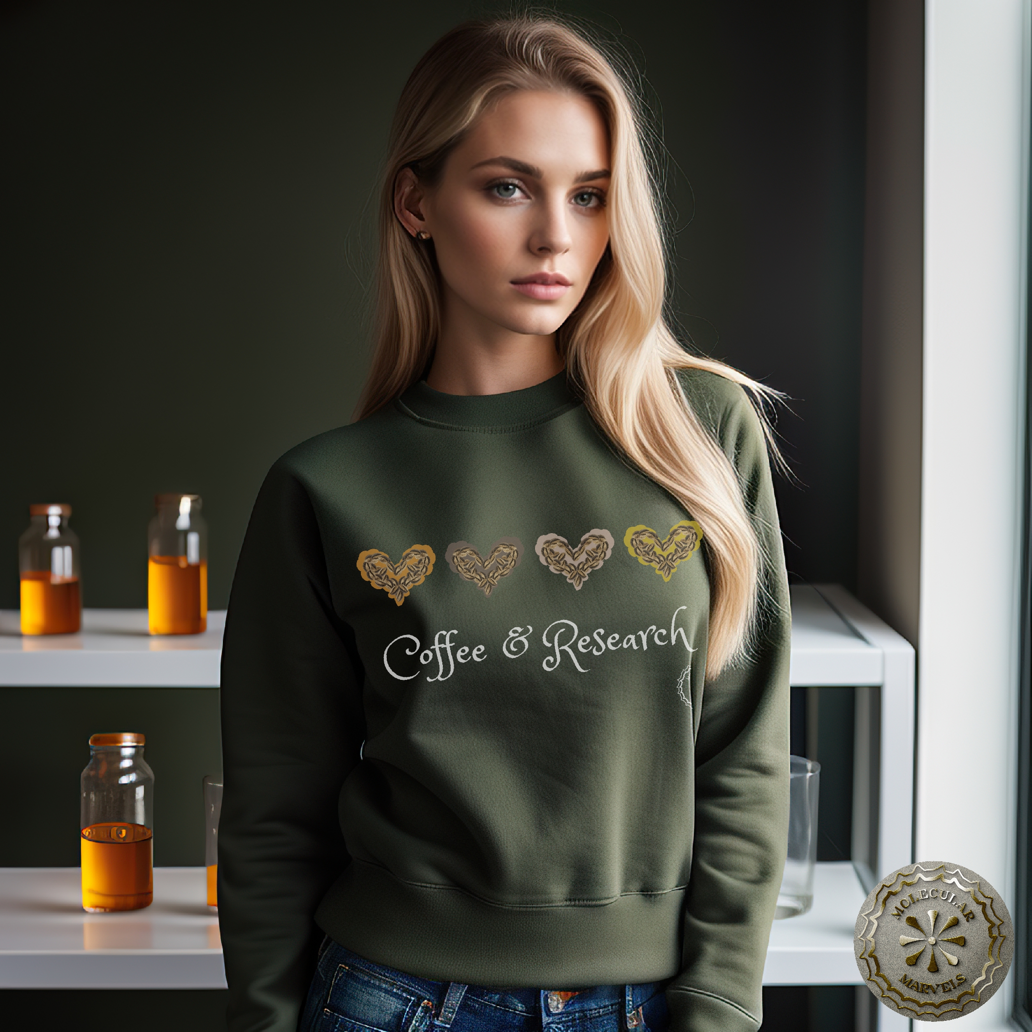Coffee and Research Unisex Heavy Blend™ Crewneck Sweatshirt Caffeine molecule, coffee lover, science Elegance, science style, science gift Coffee and Research Unisex Heavy Blend™ Crewneck Sweatshirt Caffeine molecule, coffee lover, science Elegance, science style, science gift