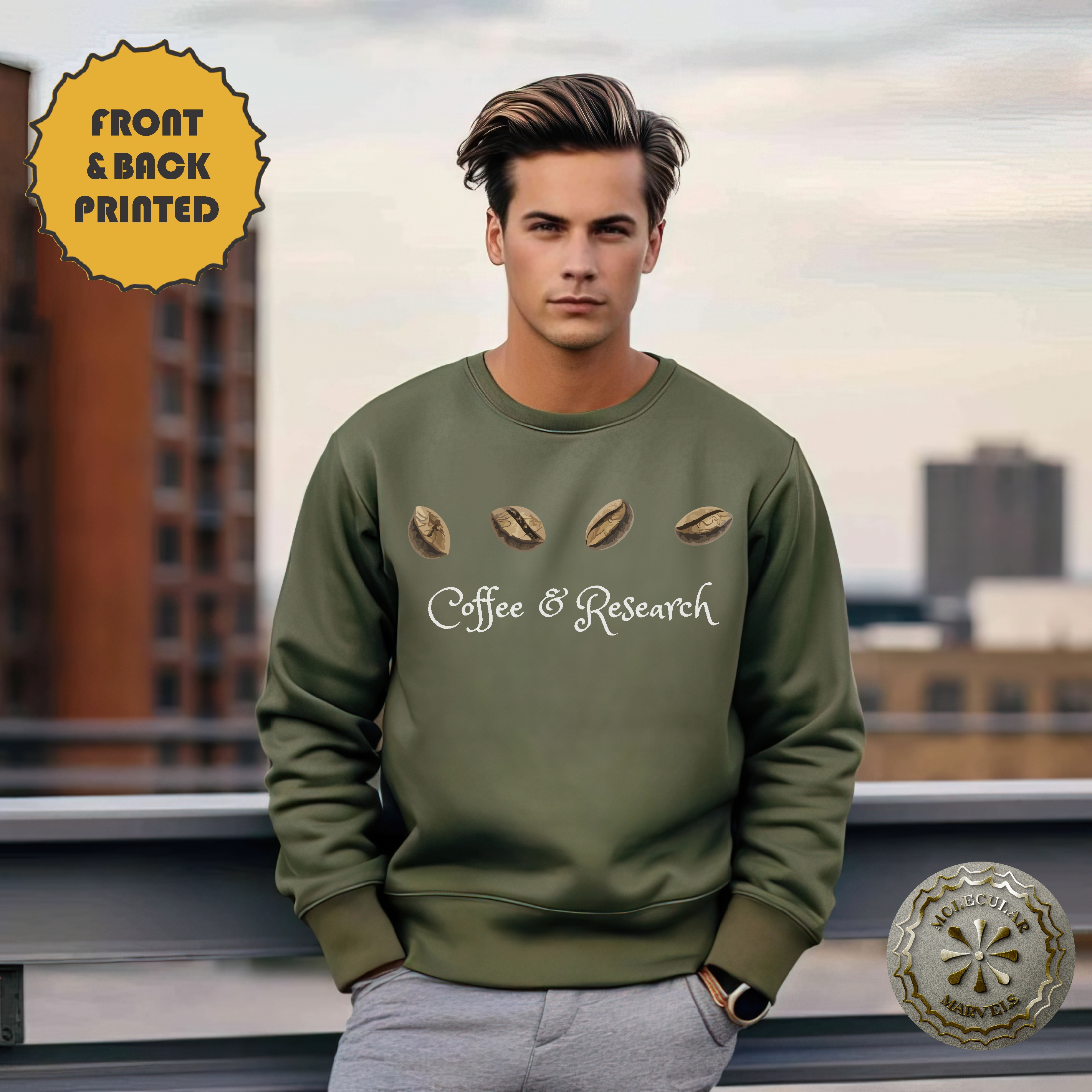 Coffee and Research Unisex Heavy Blend™ Crewneck Sweatshirt Caffeine molecule, coffee lover, science Elegance, science style, science gift Coffee and Research Unisex Heavy Blend™ Crewneck Sweatshirt Caffeine molecule, coffee lover, science Elegance, science style, science gift