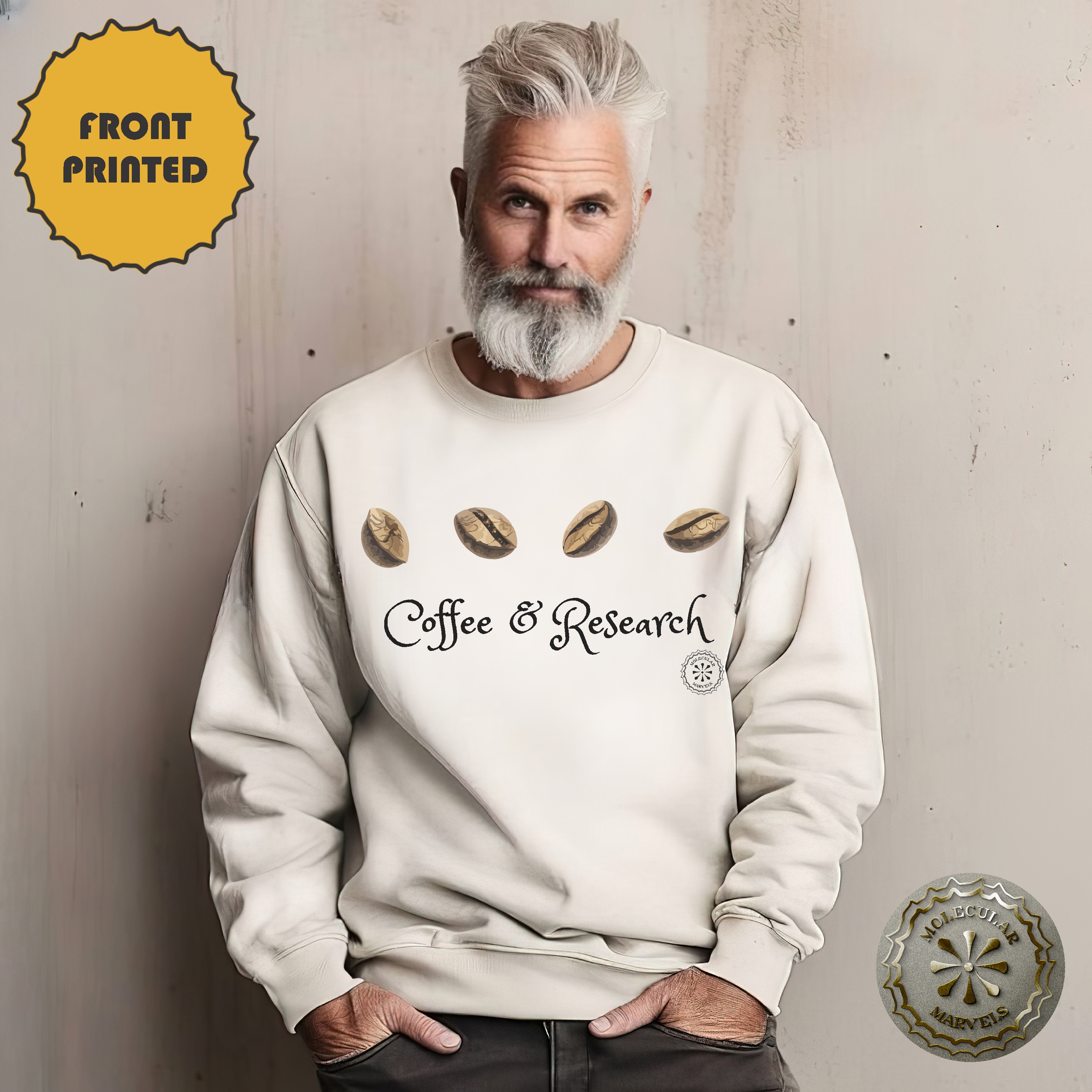 Coffee and Research Unisex Heavy Blend™ Crewneck Sweatshirt Caffeine molecule, coffee lover, science Elegance, science style, science gift Coffee and Research Unisex Heavy Blend™ Crewneck Sweatshirt Caffeine molecule, coffee lover, science Elegance, science style, science gift