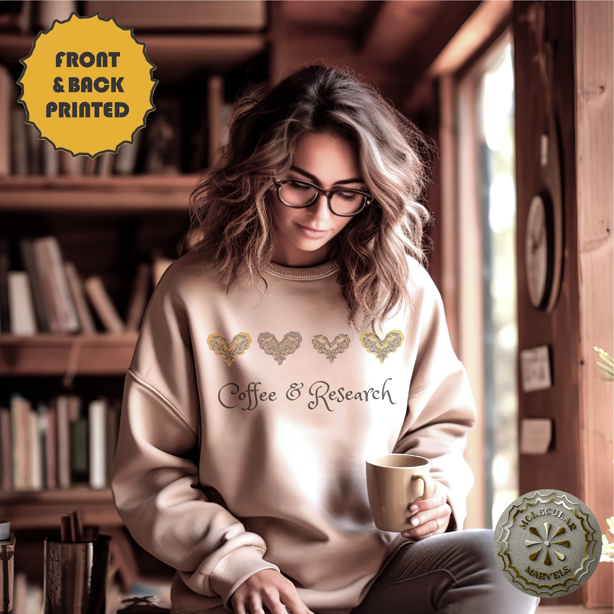 Coffee and Research Unisex Heavy Blend™ Crewneck Sweatshirt Caffeine molecule, coffee lover, science Elegance, science style, science gift Coffee and Research Unisex Heavy Blend™ Crewneck Sweatshirt Caffeine molecule, coffee lover, science Elegance, science style, science gift