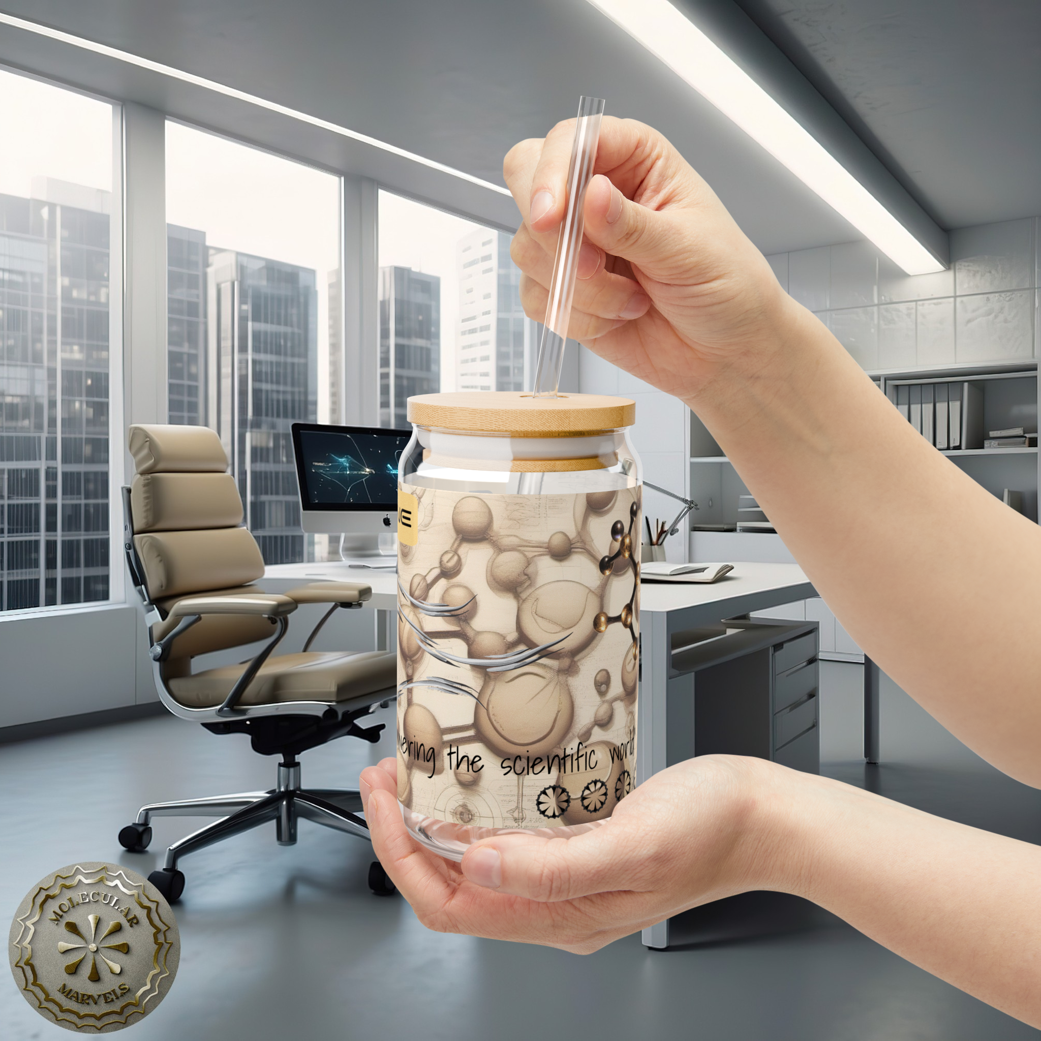 Caffeine Molecule Sipper Glass, 16oz, Coffee - Science Lover Gift- caffeine lover- science style - science vibes product thumbnail image Caffeine Molecule Sipper Glass, 16oz, Coffee - Science Lover Gift- caffeine lover- science style - science vibes product thumbnail image