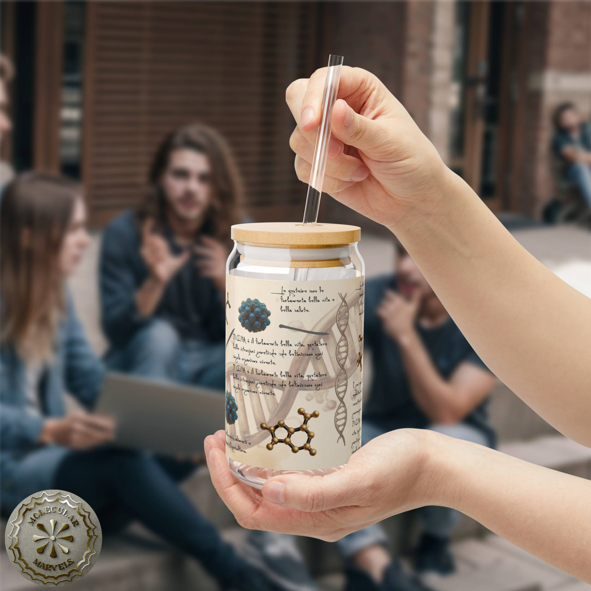DNA Sipper Glass, 16oz, ideal for cold Coffee - Biotechnology Gift- molecular biology style- science design - science vibes