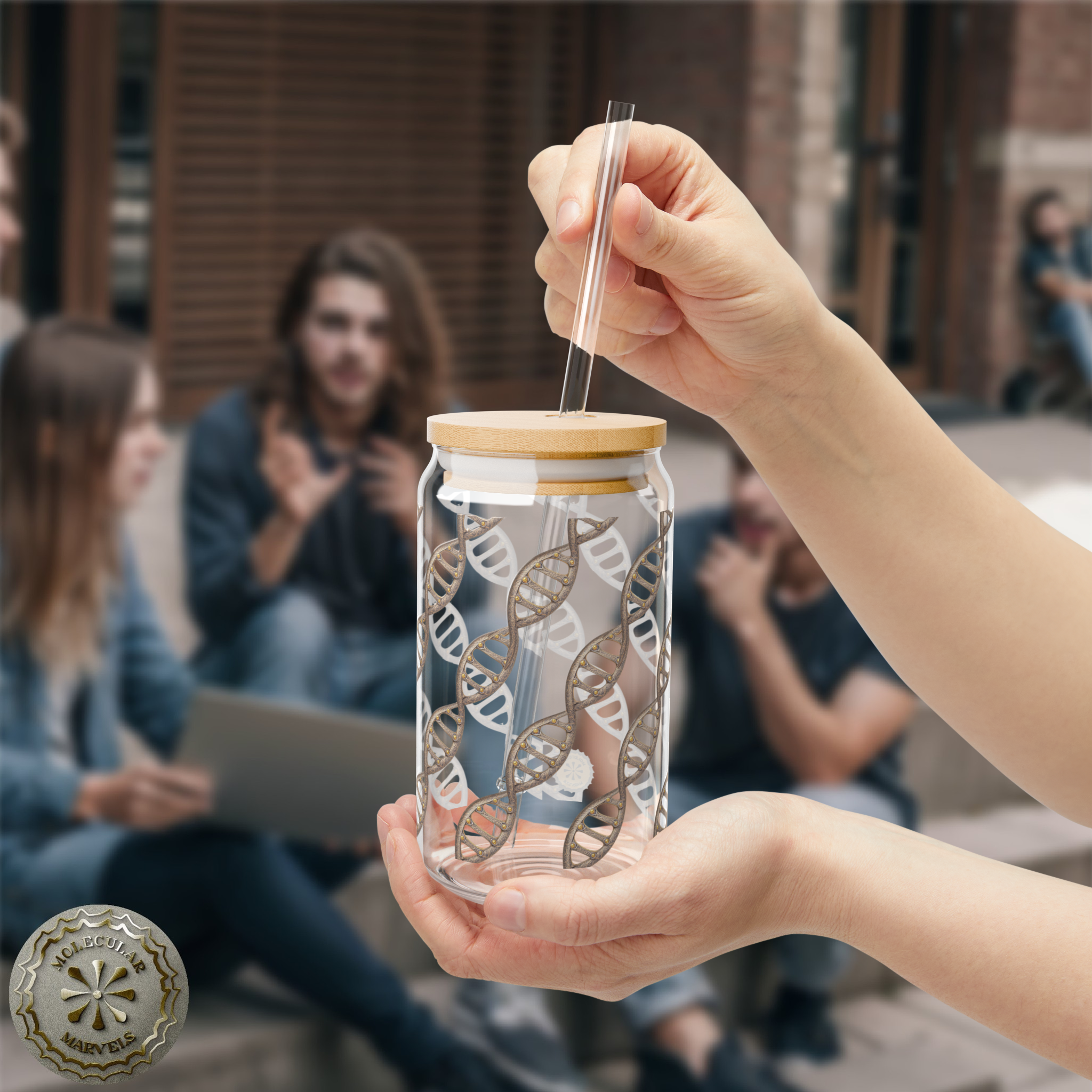2 DNA Helix Sipper Glass, 16oz, ideal for cold Coffee - Biotechnology Gift- molecular biology style- science design - science vibes