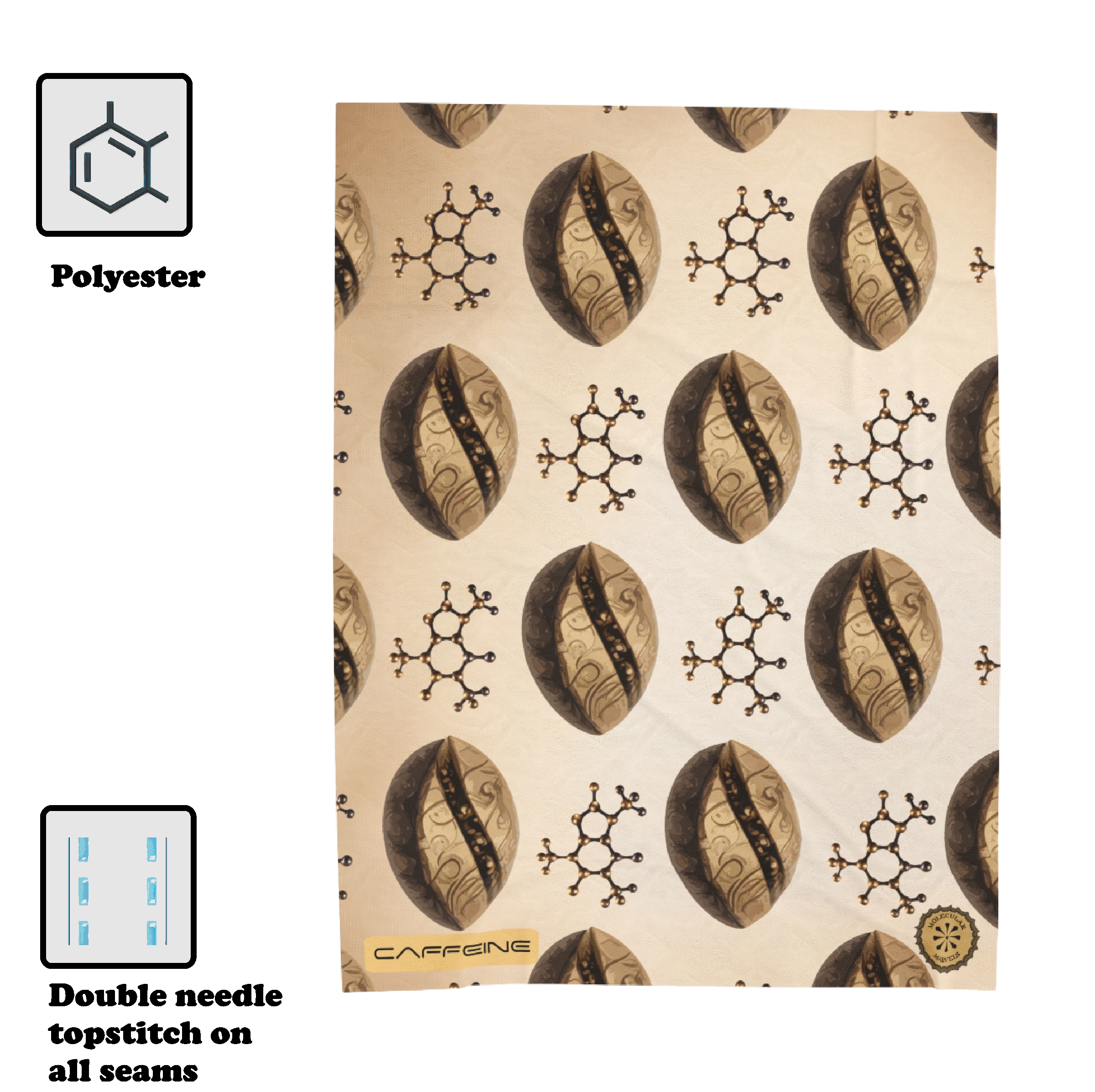 Caffeine molecule Velveteen Plush Blanket- Science gifts- Chemist clothing- Coffee grains- Coffee lover- scientific daughter gift- molecular product thumbnail image