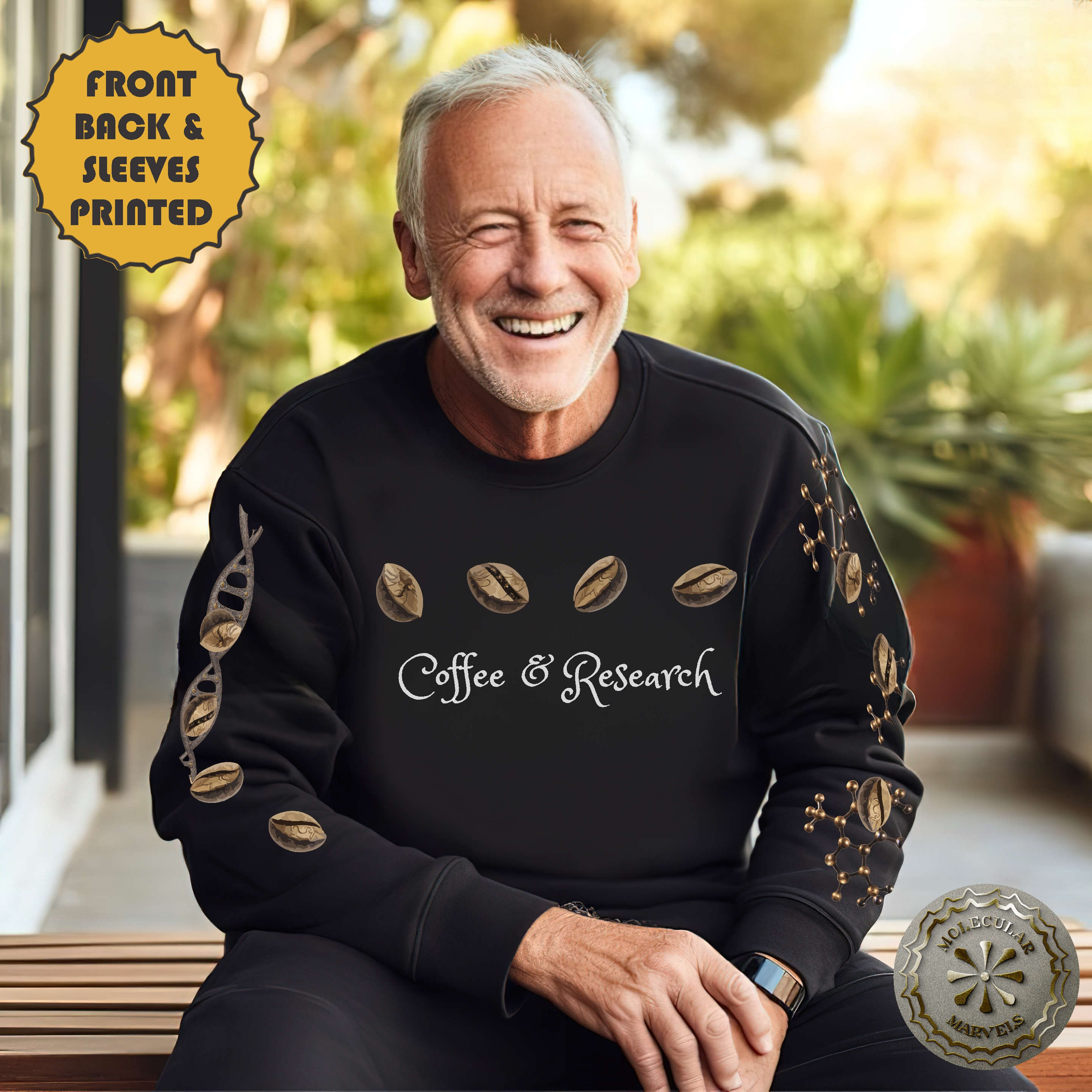 Coffee and Research Unisex Heavy Blend™ Crewneck Sweatshirt Caffeine molecule, coffee lover, science Elegance, science style, science gift Coffee and Research Unisex Heavy Blend™ Crewneck Sweatshirt Caffeine molecule, coffee lover, science Elegance, science style, science gift