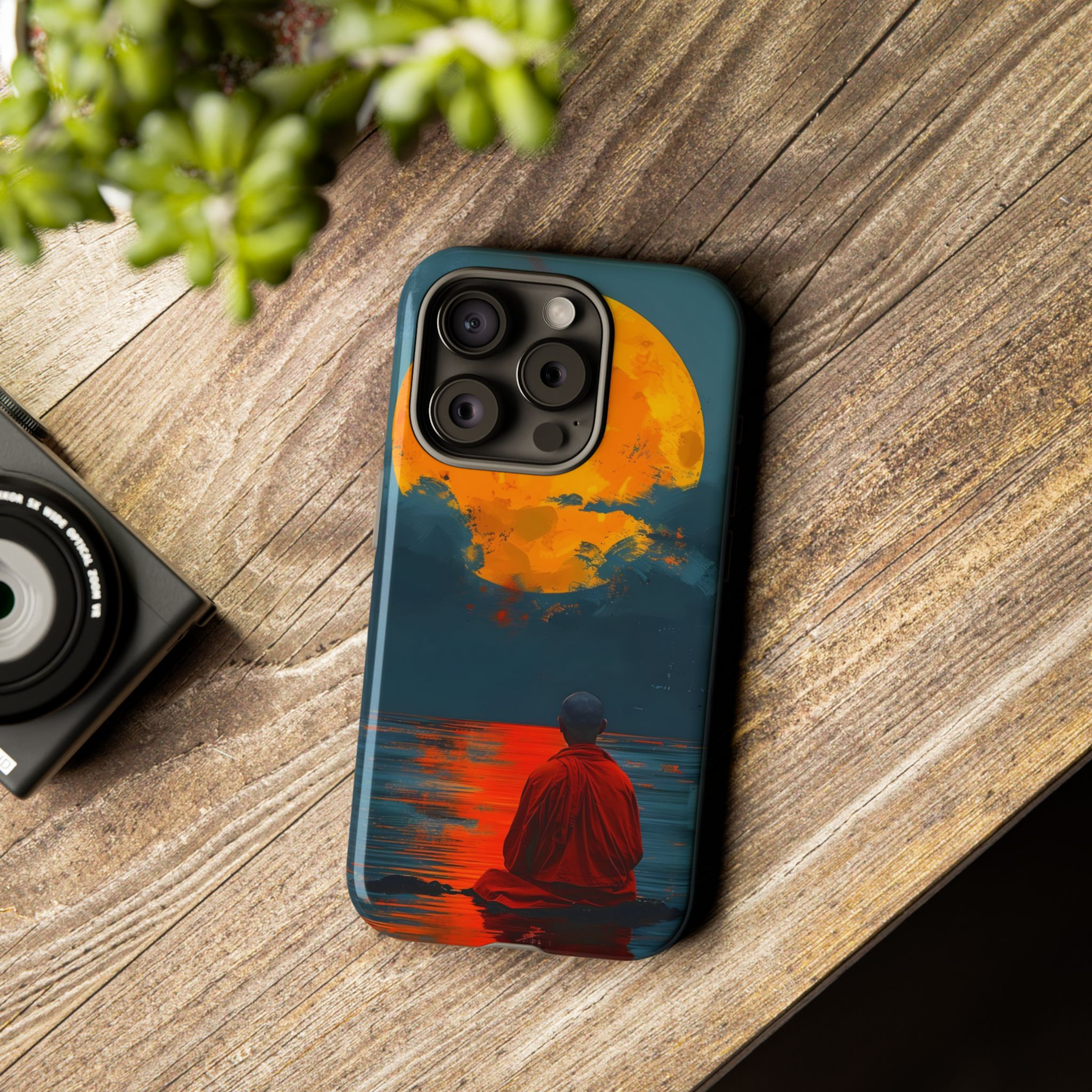 Buddhist Warrior Contemplating the Sunset Phone Case