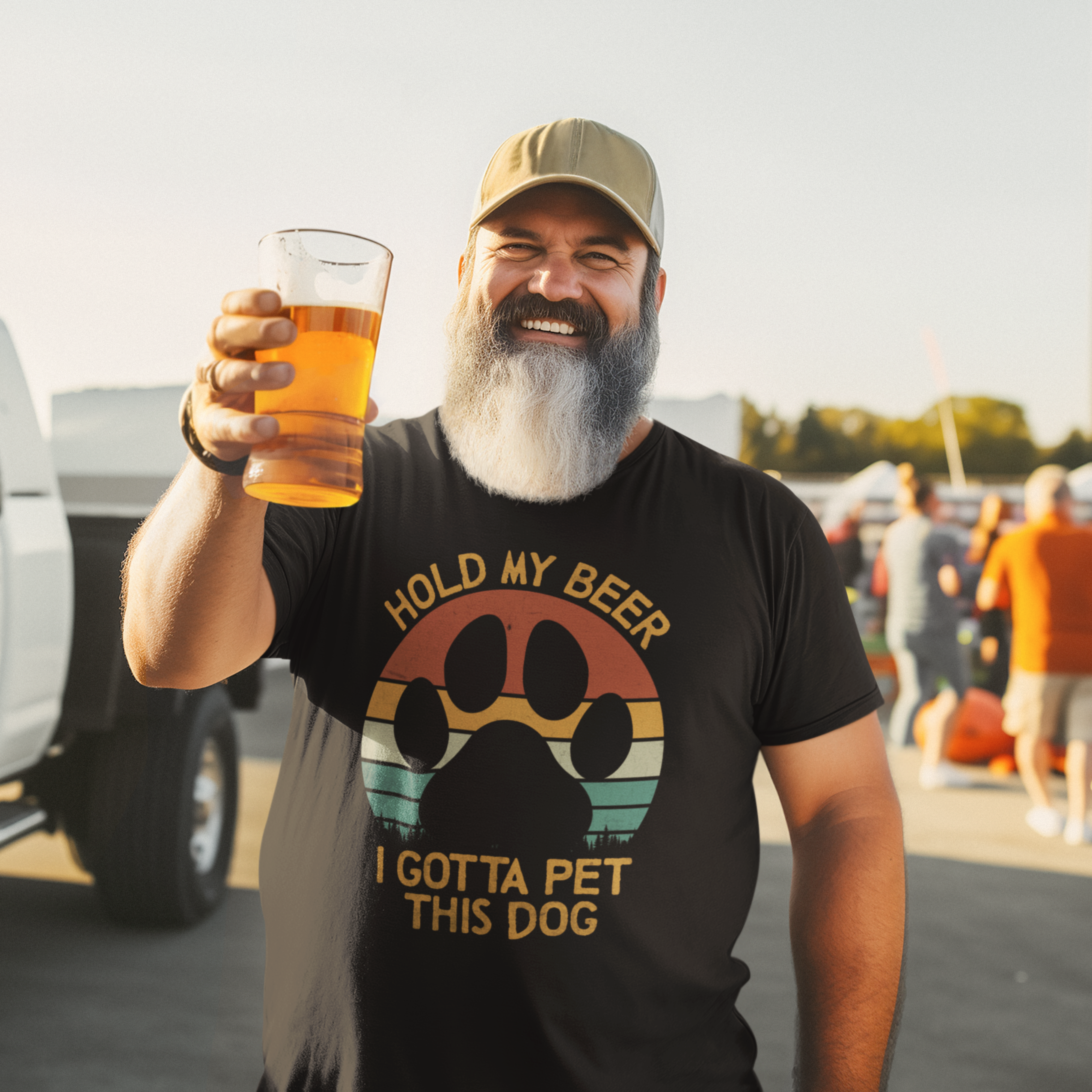 Hold My Beer I Gotta Pet This Dog Unisex Softstyle T-Shirt - Fun Pet Lover Tee product thumbnail image