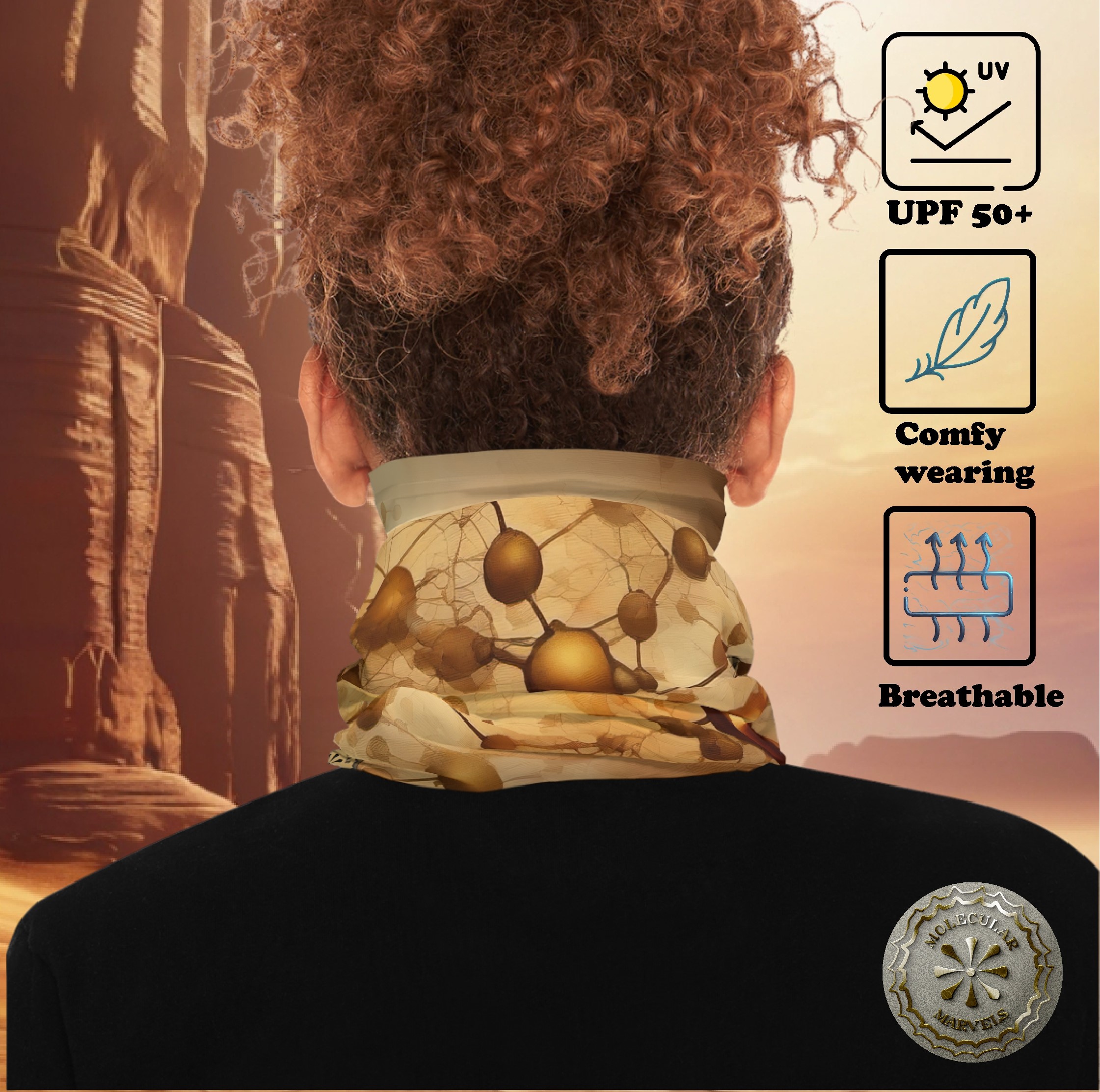 UPF 50+ Molecular Renaissance style Lightweight Neck Gaiter- Biotechnology Gift- molecular biology style- science design - science vibes product thumbnail image UPF 50+ Molecular Renaissance style Lightweight Neck Gaiter- Biotechnology Gift- molecular biology style- science design - science vibes product thumbnail image