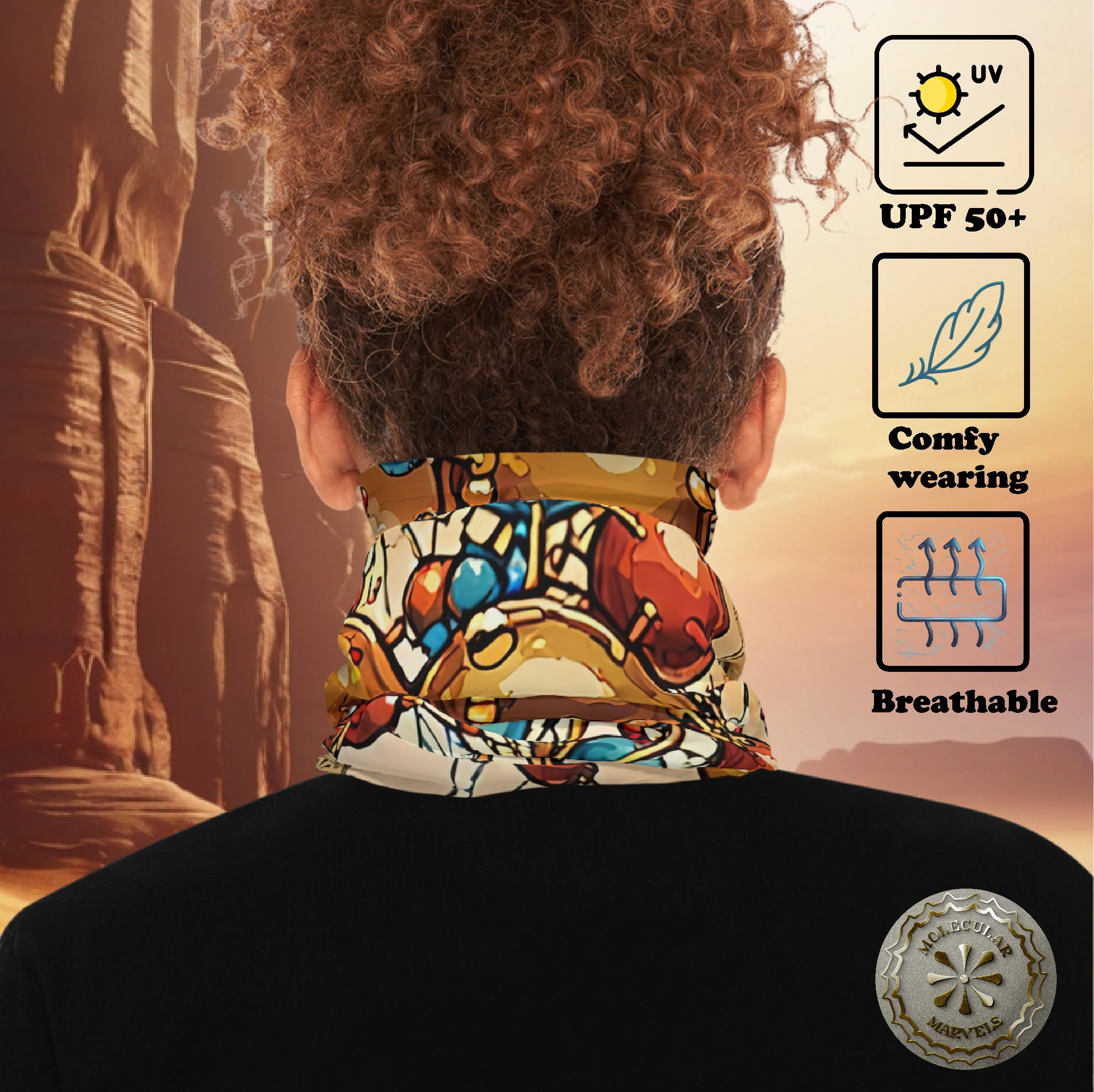 UPF 50+ Molecular color Lightweight Neck Gaiter- Biotechnology Gift- molecular biology style- science design - science vibes -atoms product thumbnail image UPF 50+ Molecular color Lightweight Neck Gaiter- Biotechnology Gift- molecular biology style- science design - science vibes -atoms product thumbnail image