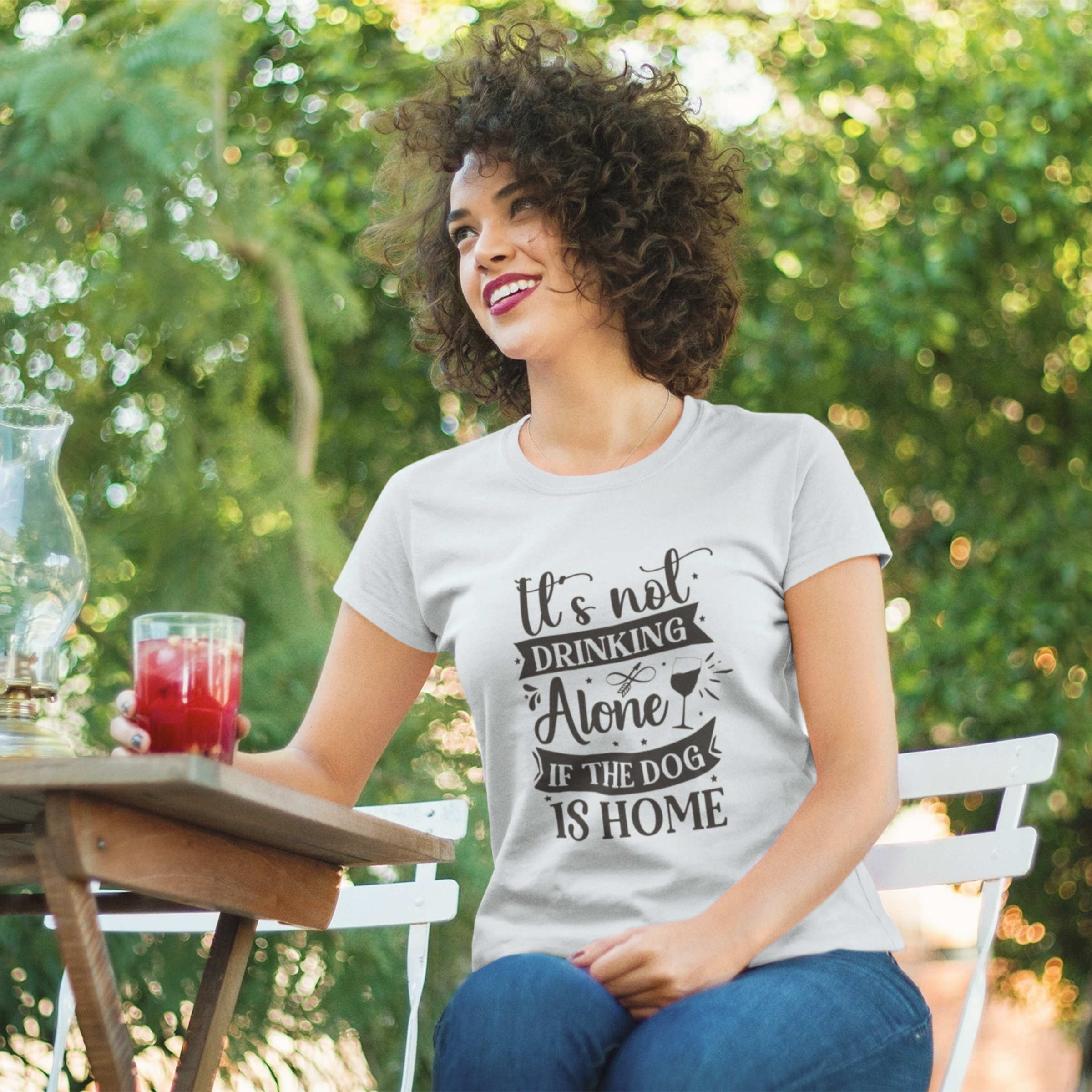 It's not Drinking alone if the Dog is Home - Dog Lover Unisex Softstyle T-Shirt It's not Drinking alone if the Dog is Home - Dog Lover Unisex Softstyle T-Shirt