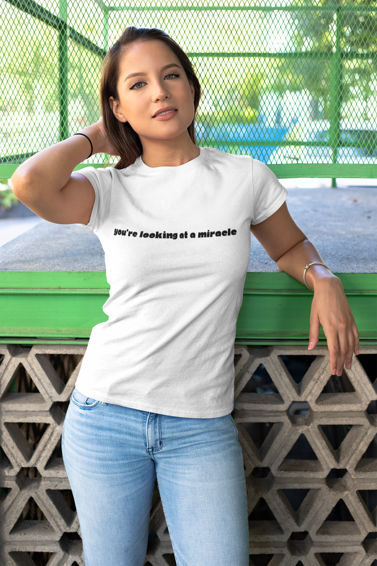 You're Looking at A Miracle Unisex T-shirt product thumbnail image You're Looking at A Miracle Unisex T-shirt product thumbnail image