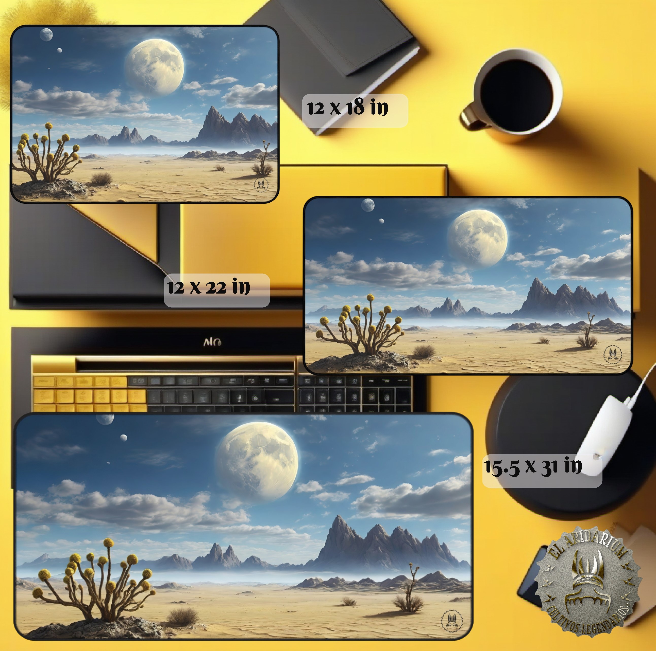 Desk Mat Otherworldly fantasy, Alien desertic landscape- desertic planet, cosmic desert, fantastical landscape product thumbnail image Desk Mat Otherworldly fantasy, Alien desertic landscape- desertic planet, cosmic desert, fantastical landscape product thumbnail image