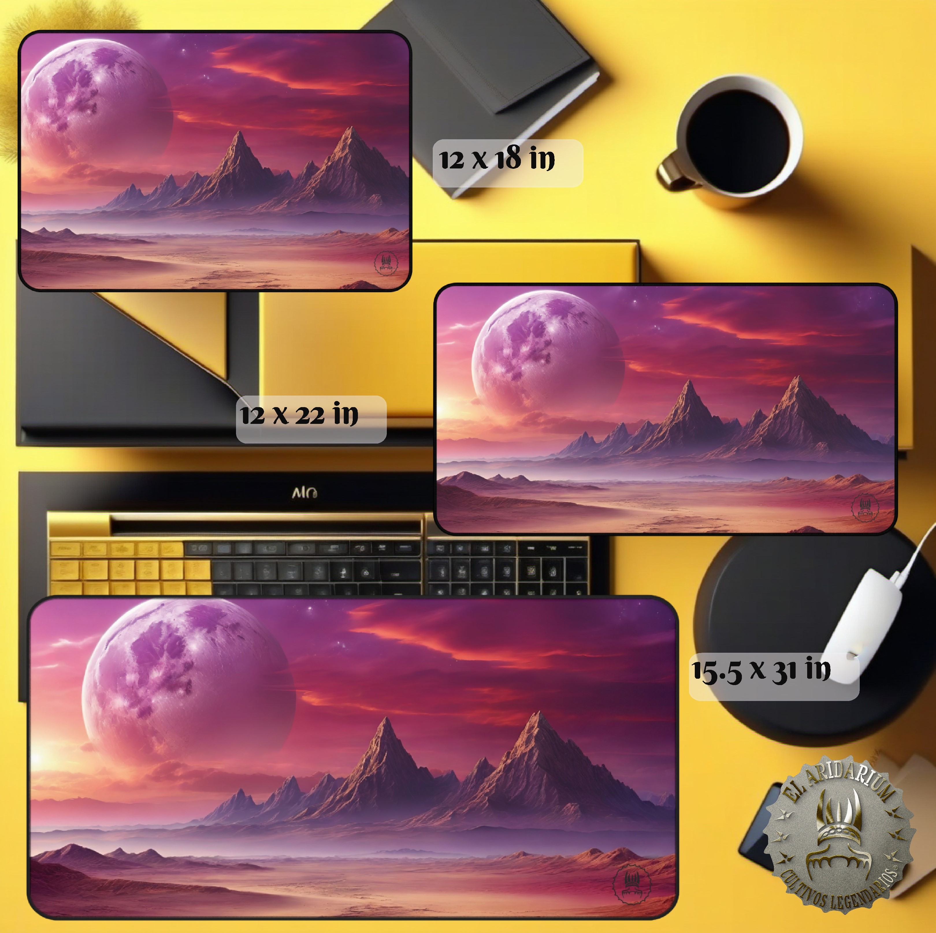 Desk Mat Otherworldly fantasy, Alien desertic landscape- desertic planet, cosmic desert, fantastical landscape product thumbnail image Desk Mat Otherworldly fantasy, Alien desertic landscape- desertic planet, cosmic desert, fantastical landscape product thumbnail image