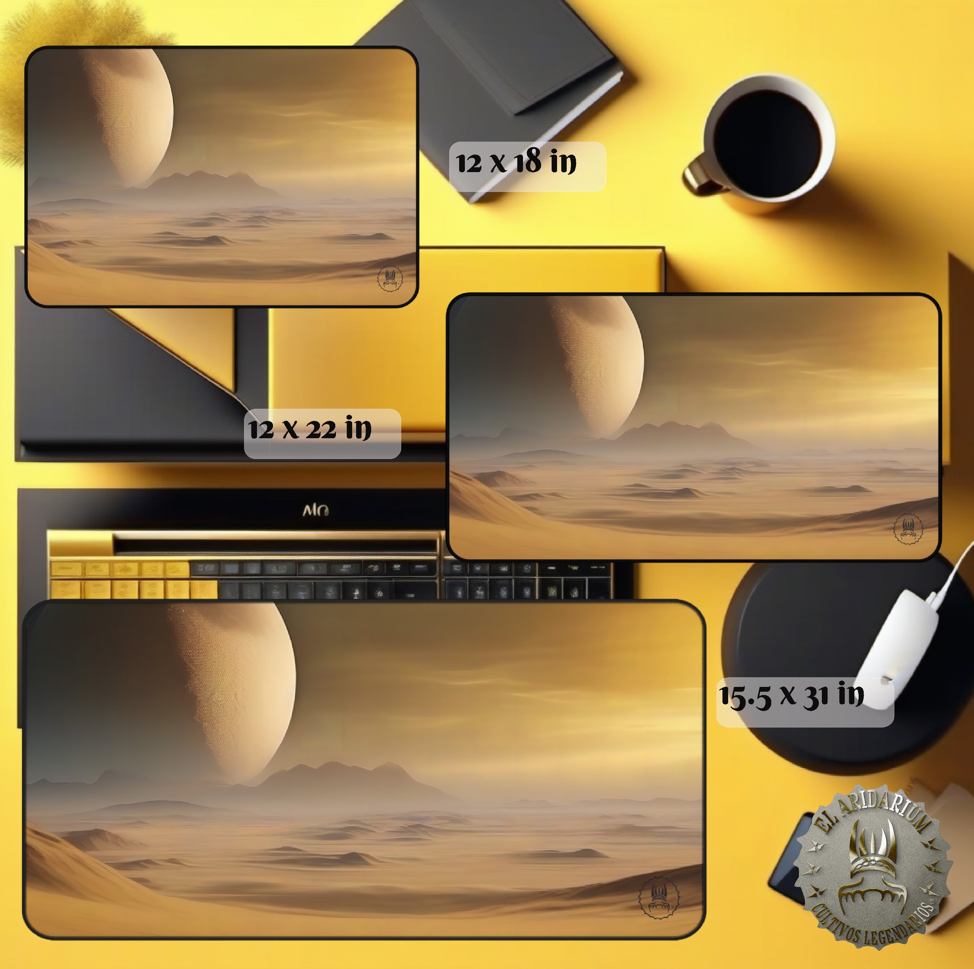 Desk Mat Otherworldly fantasy, Alien desertic landscape- desertic planet, cosmic desert, fantastical landscape product thumbnail image Desk Mat Otherworldly fantasy, Alien desertic landscape- desertic planet, cosmic desert, fantastical landscape product thumbnail image