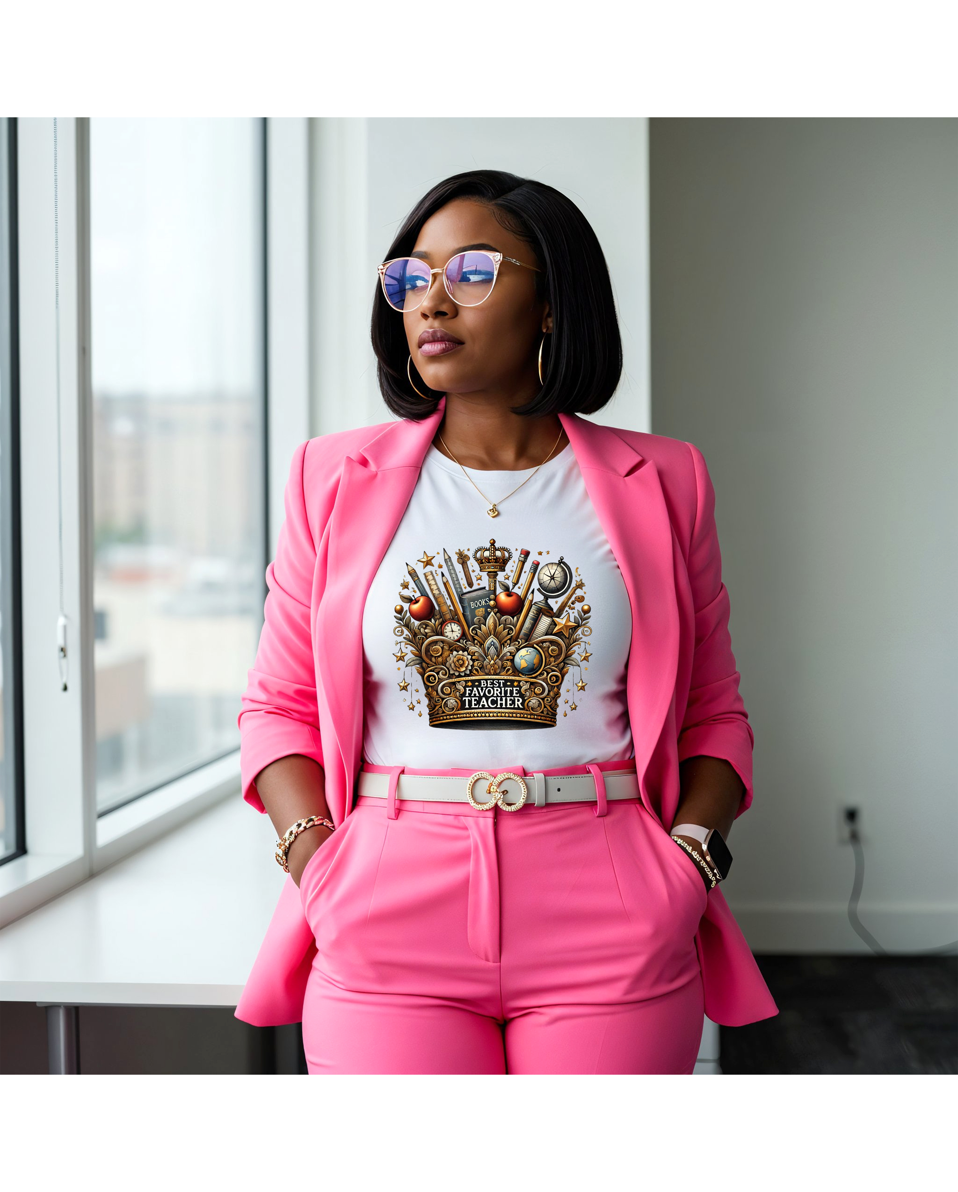 Teacher Crown, Unisex Heavy Cotton Tee product thumbnail image Teacher Crown, Unisex Heavy Cotton Tee product thumbnail image